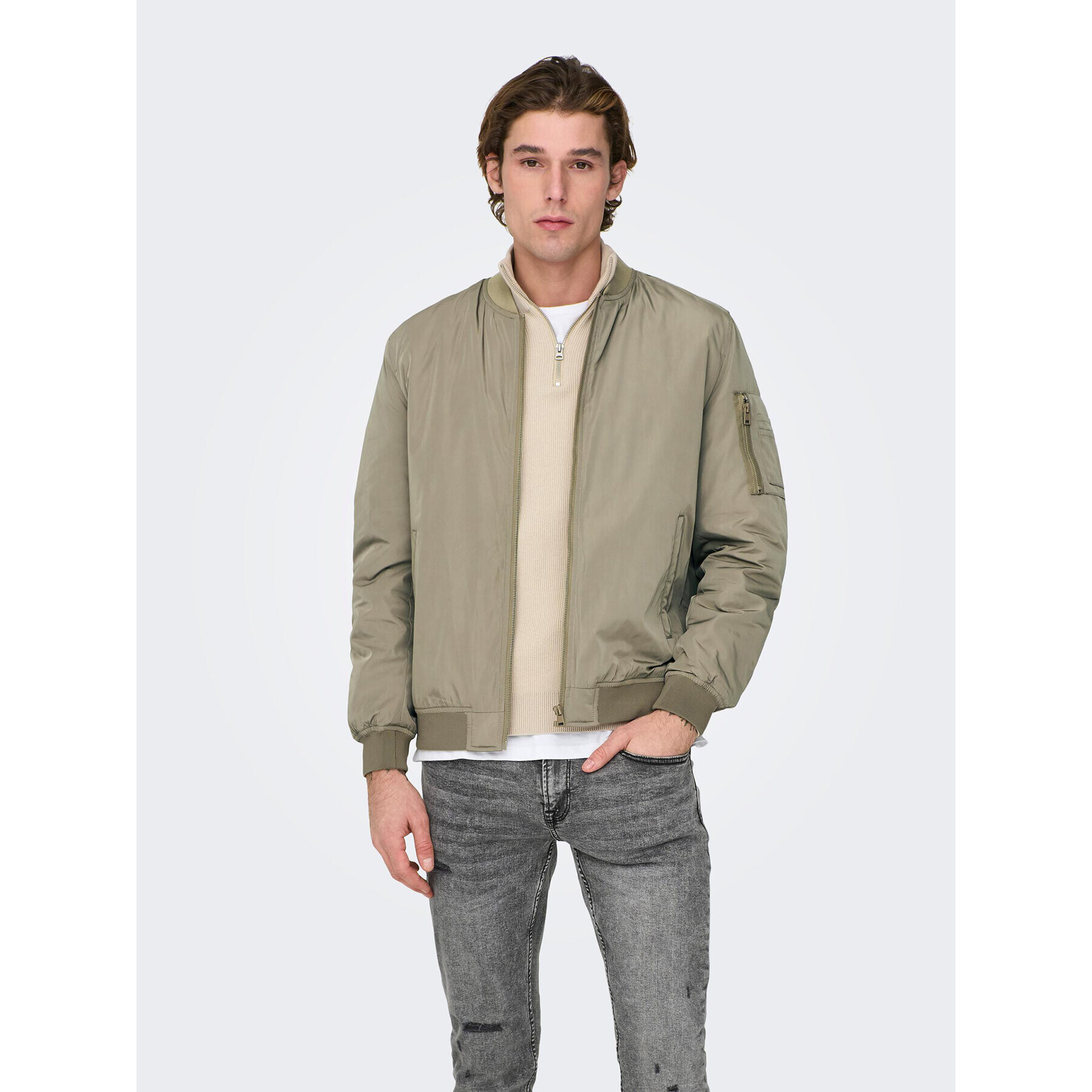 Only & Sons Bunda bomber Joshua 22023287 Béžová Regular Fit - Pepit.cz