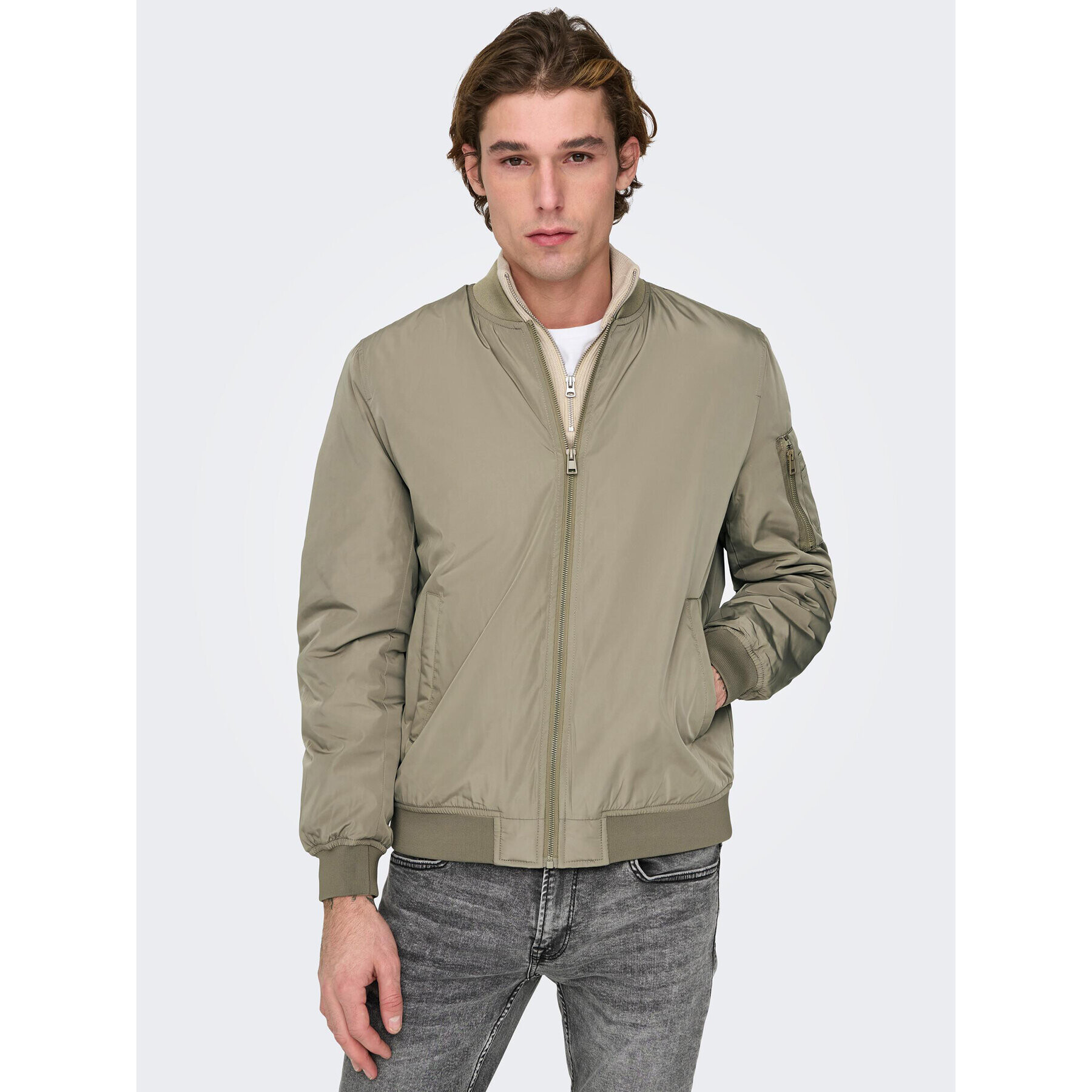 Only & Sons Bunda bomber Joshua 22023287 Béžová Regular Fit - Pepit.cz