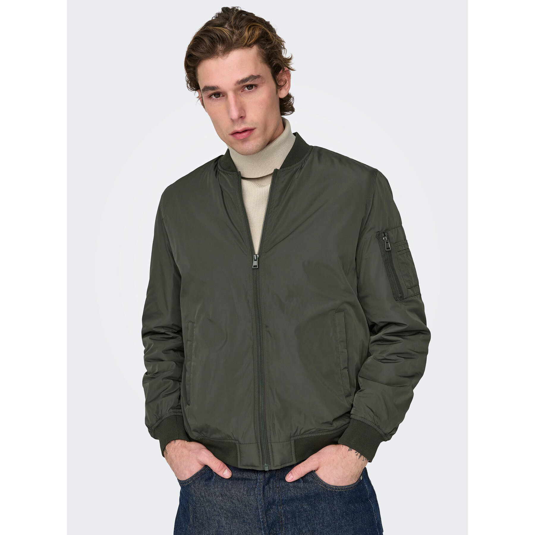 Only & Sons Bunda bomber Joshua 22023287 Khaki Regular Fit - Pepit.cz