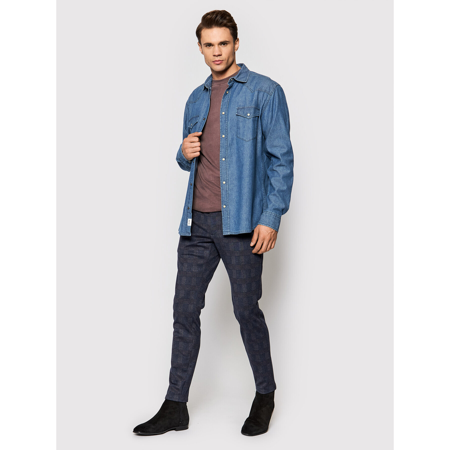 Only & Sons džínová košile Silas 22021242 Modrá Slim Fit - Pepit.cz