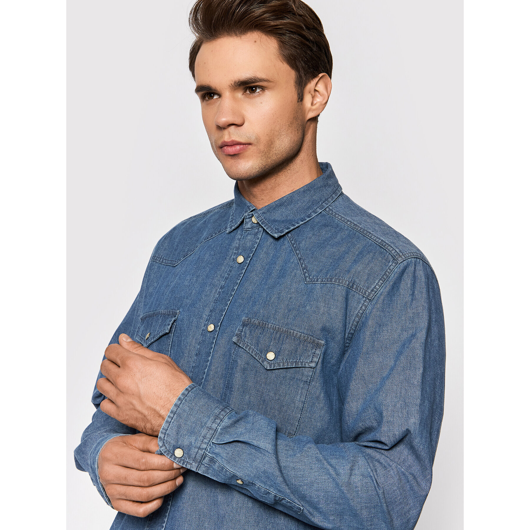 Only & Sons džínová košile Silas 22021242 Modrá Slim Fit - Pepit.cz