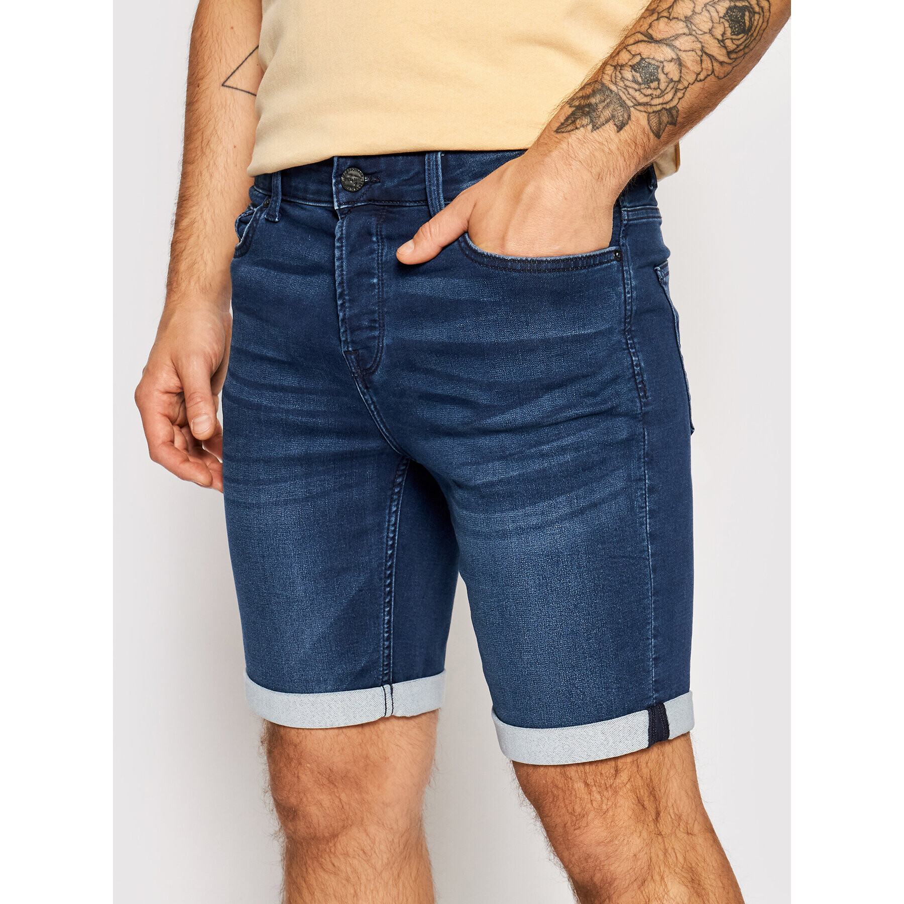 Only & Sons Džínové šortky Ply 22018582 Tmavomodrá Regular Fit - Pepit.cz