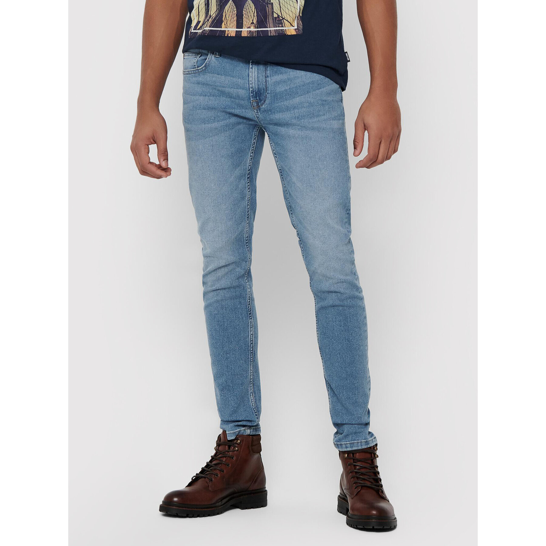 Only & Sons Jeansy Warp 22015149 Modrá Skinny Fit - Pepit.cz