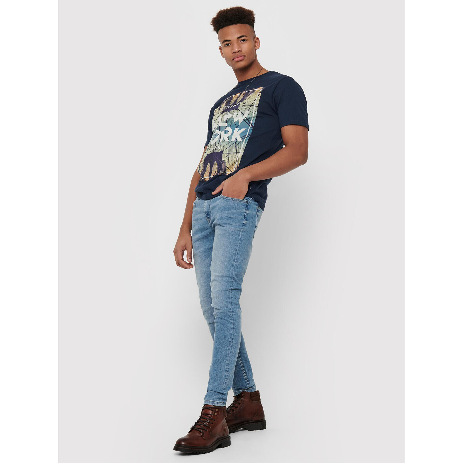 Only & Sons Jeansy Warp 22015149 Modrá Skinny Fit - Pepit.cz