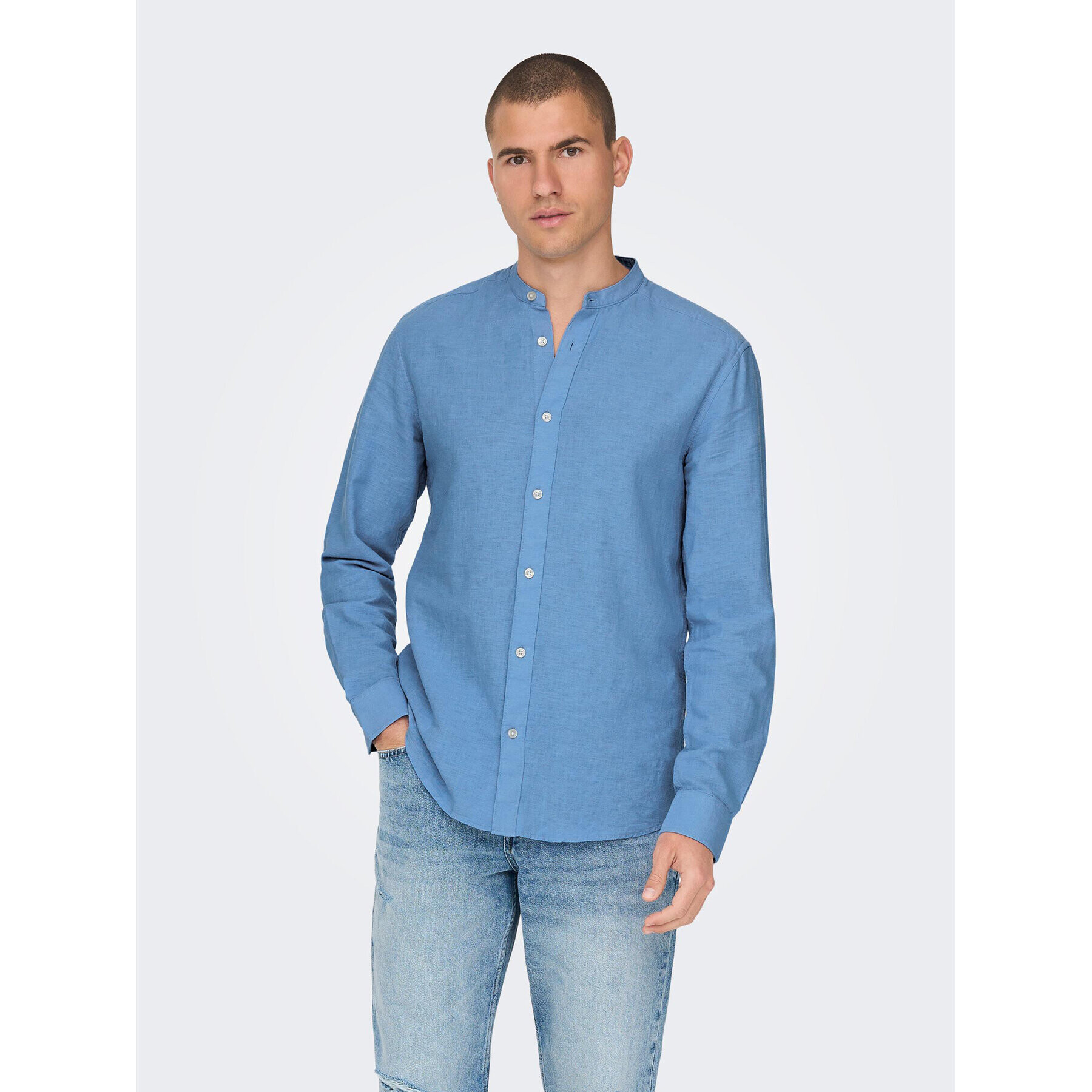 Only & Sons Košile 22019173 Modrá Slim Fit - Pepit.cz