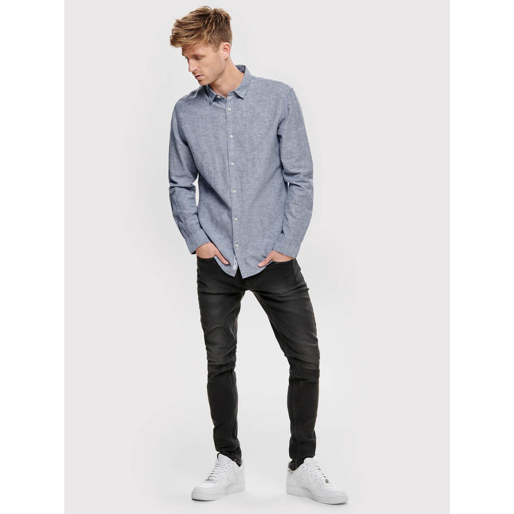 Only & Sons Košile Caiden 22012321 Modrá Slim Fit - Pepit.cz