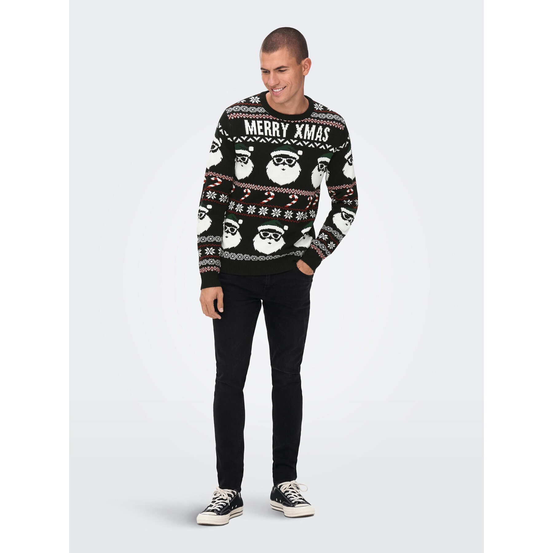 Only & Sons Svetr Xmas Santa 22023994 Černá Regular Fit - Pepit.cz