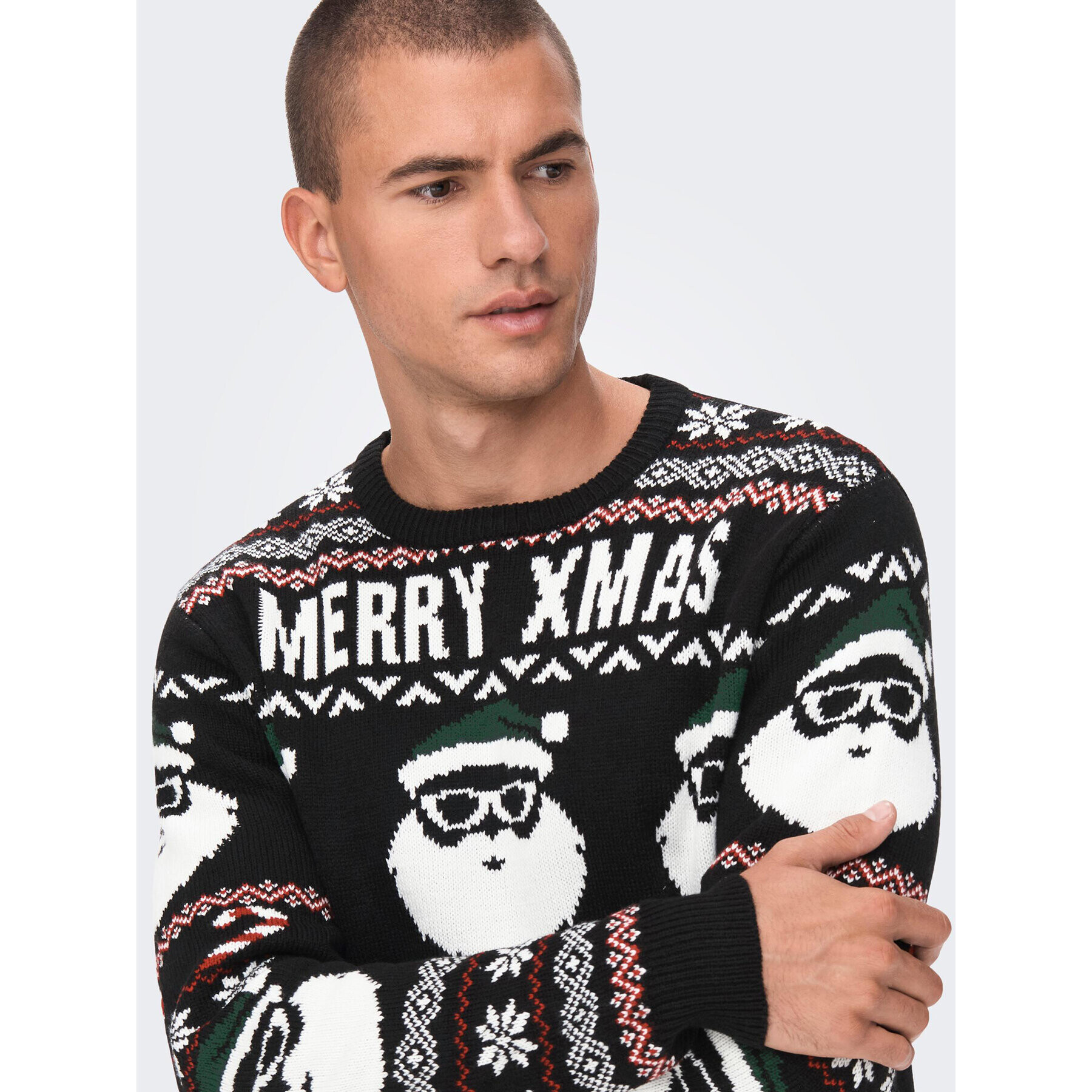 Only & Sons Svetr Xmas Santa 22023994 Černá Regular Fit - Pepit.cz