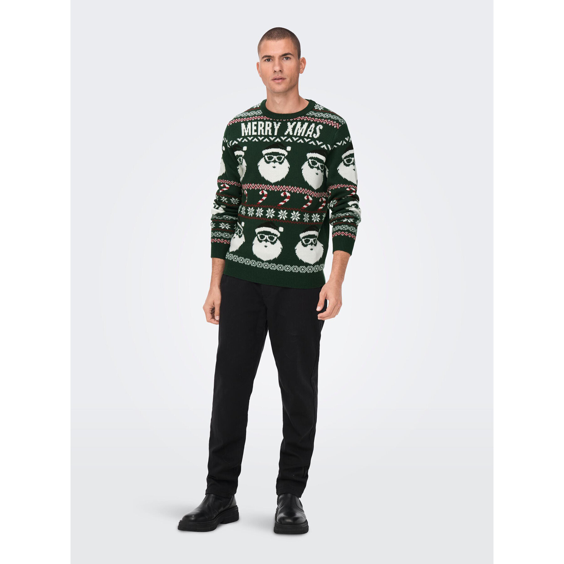 Only & Sons Svetr Xmas Santa 22023994 Zelená Regular Fit - Pepit.cz