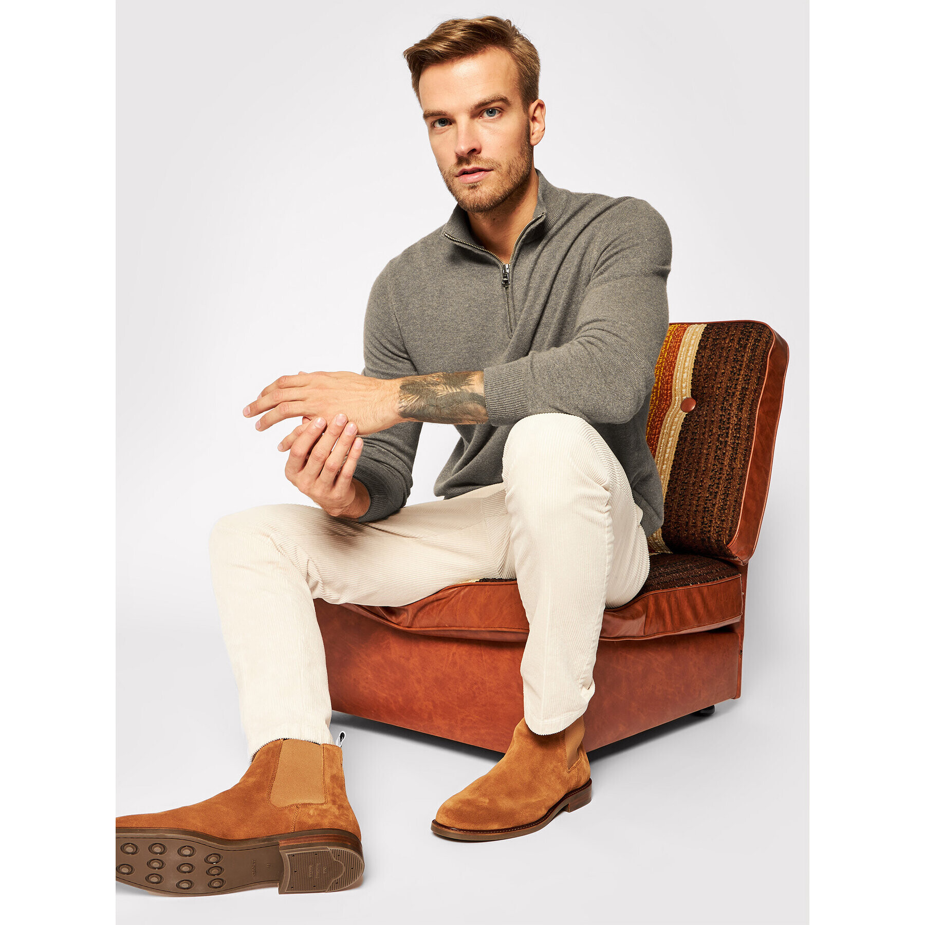 Oscar Jacobson Svetr Patton 6926 4954 Hnědá Regular Fit - Pepit.cz