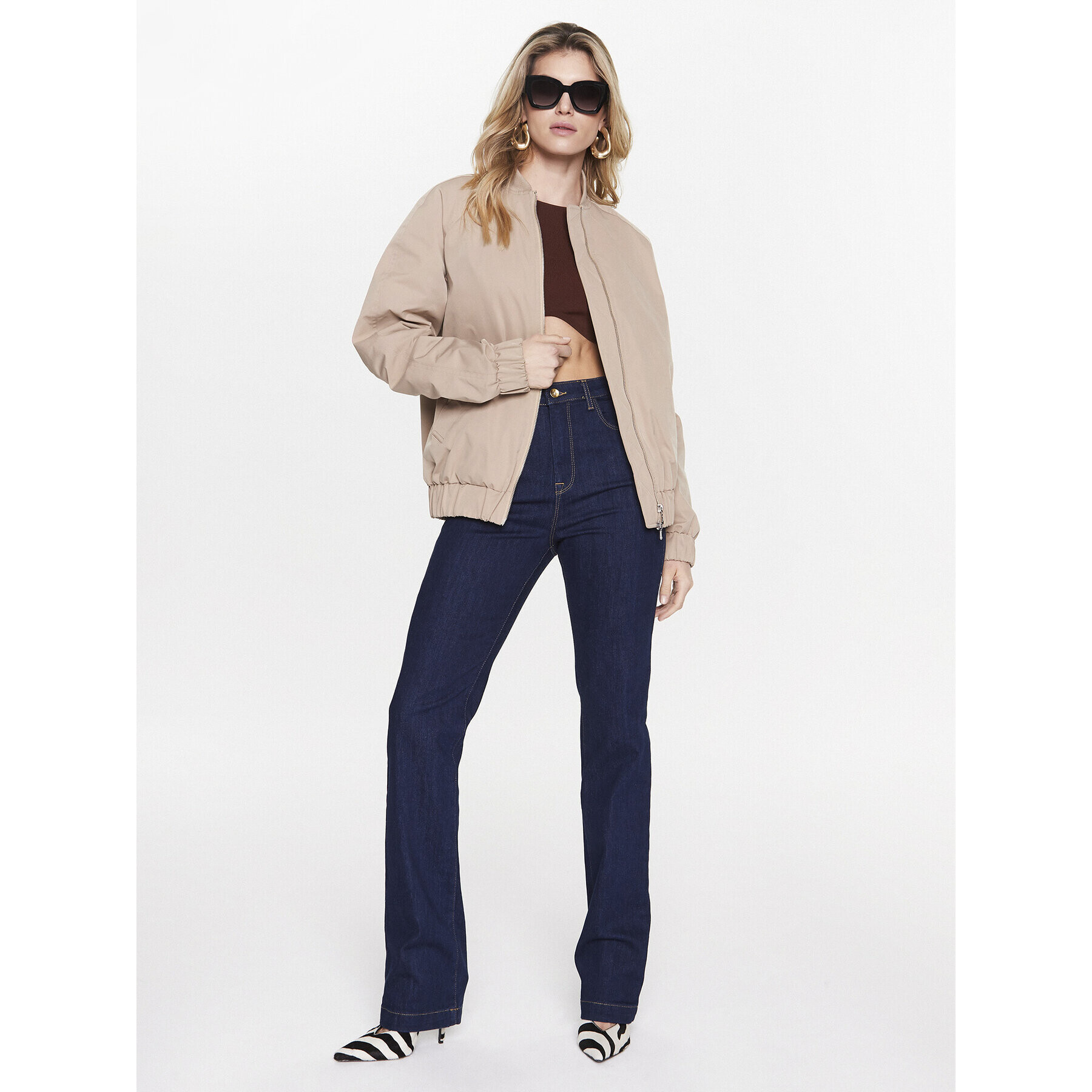 Patrizia Pepe Bunda bomber 8O0061/A203-B752 Béžová Relaxed Fit - Pepit.cz