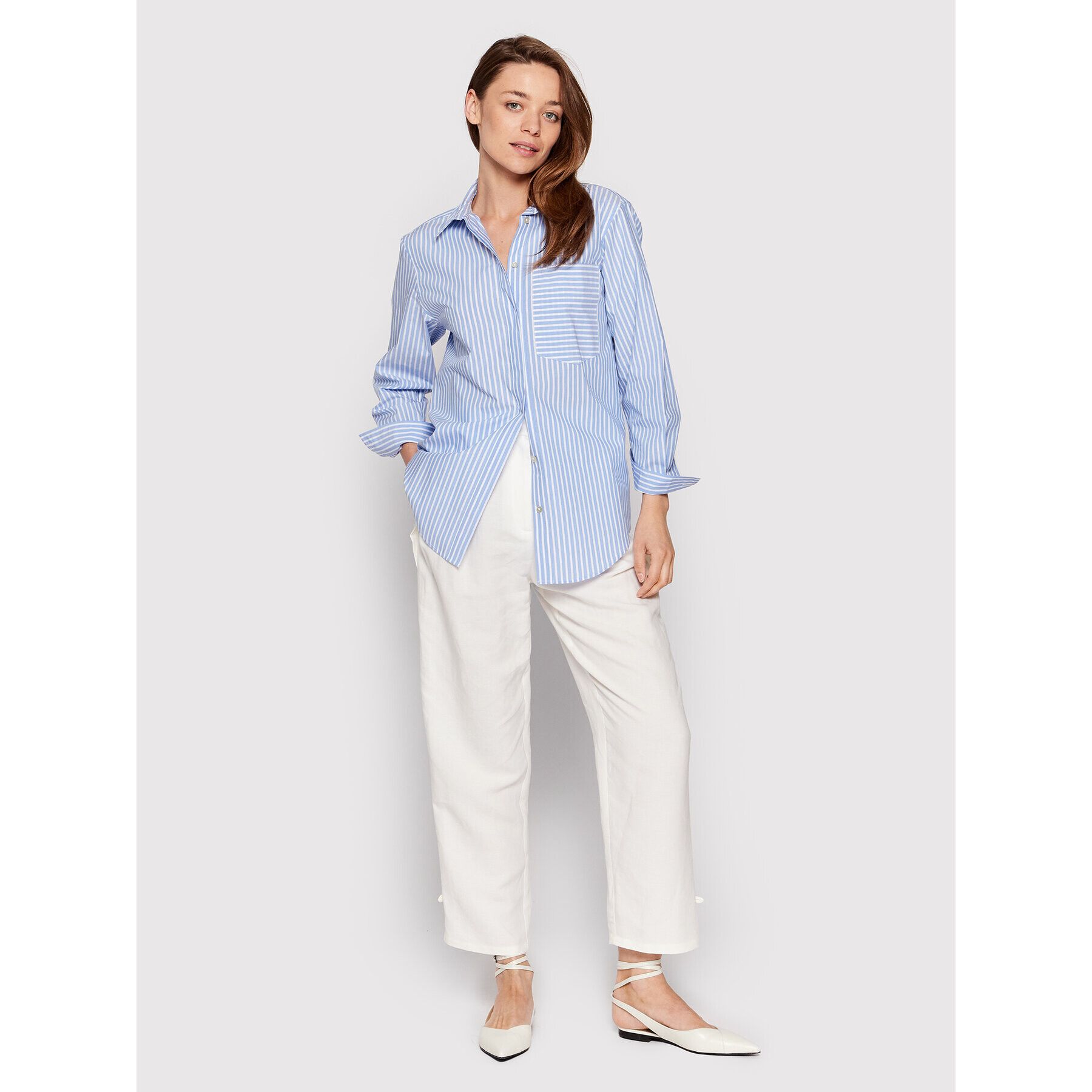 Patrizia Pepe Kalhoty z materiálu 2P1393/A052-W336 Bílá Relaxed Fit - Pepit.cz