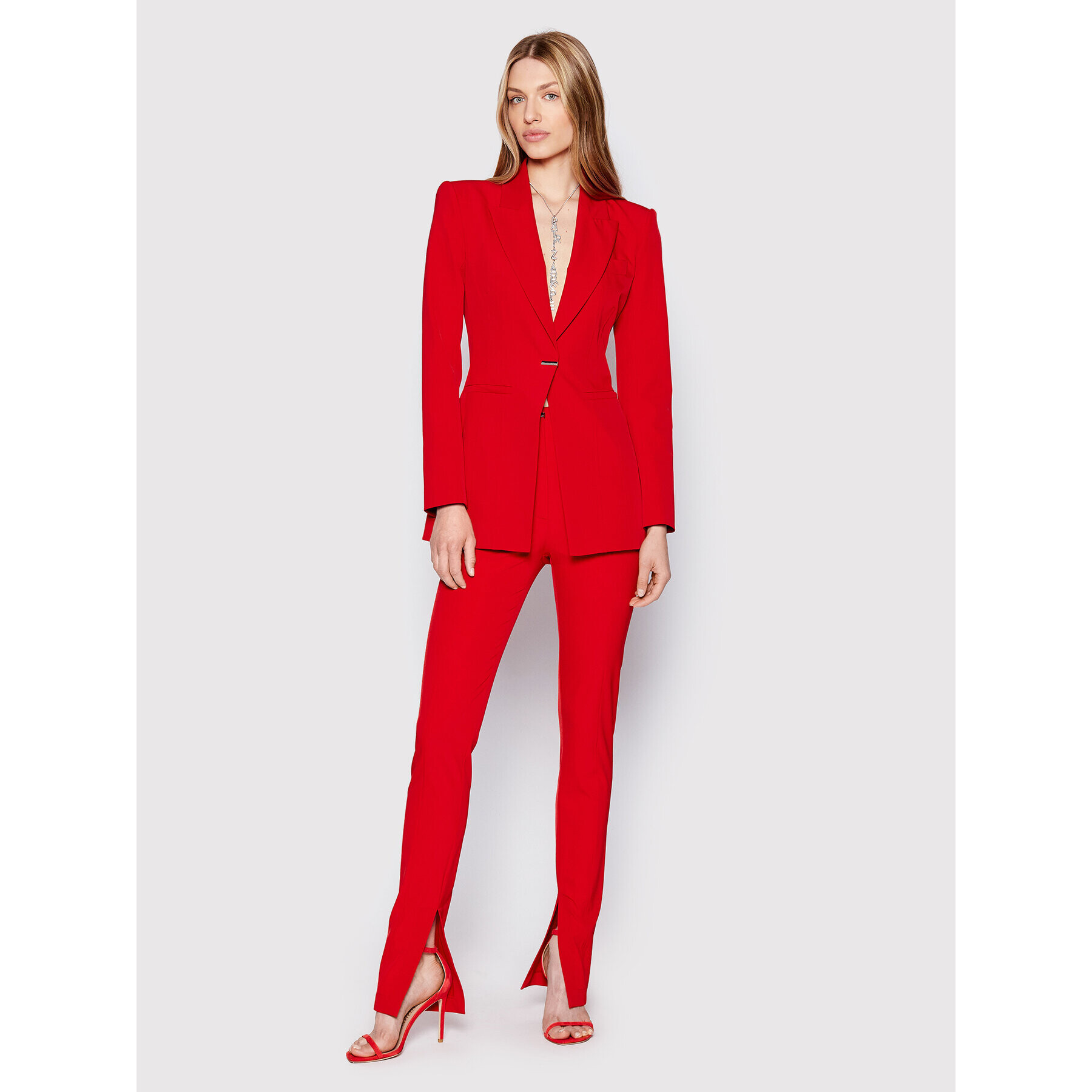 Patrizia Pepe Kalhoty z materiálu 8P0436/A110-R754 Červená Slim Fit - Pepit.cz