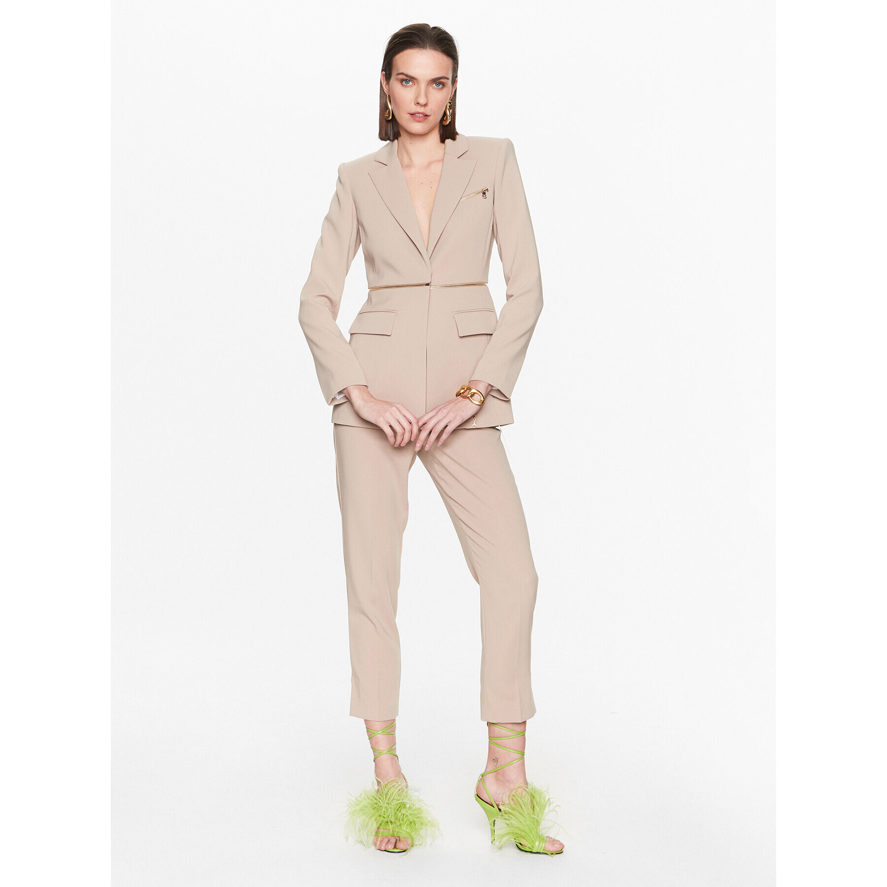 Patrizia Pepe Kalhoty z materiálu 8P0491/A6F5-B752 Béžová Slim Fit - Pepit.cz