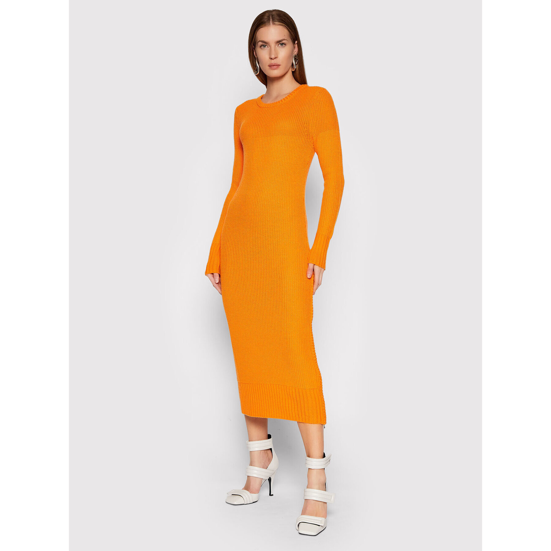 Patrizia Pepe Úpletové šaty 2A2242/A9O3-R735 Oranžová Slim Fit - Pepit.cz