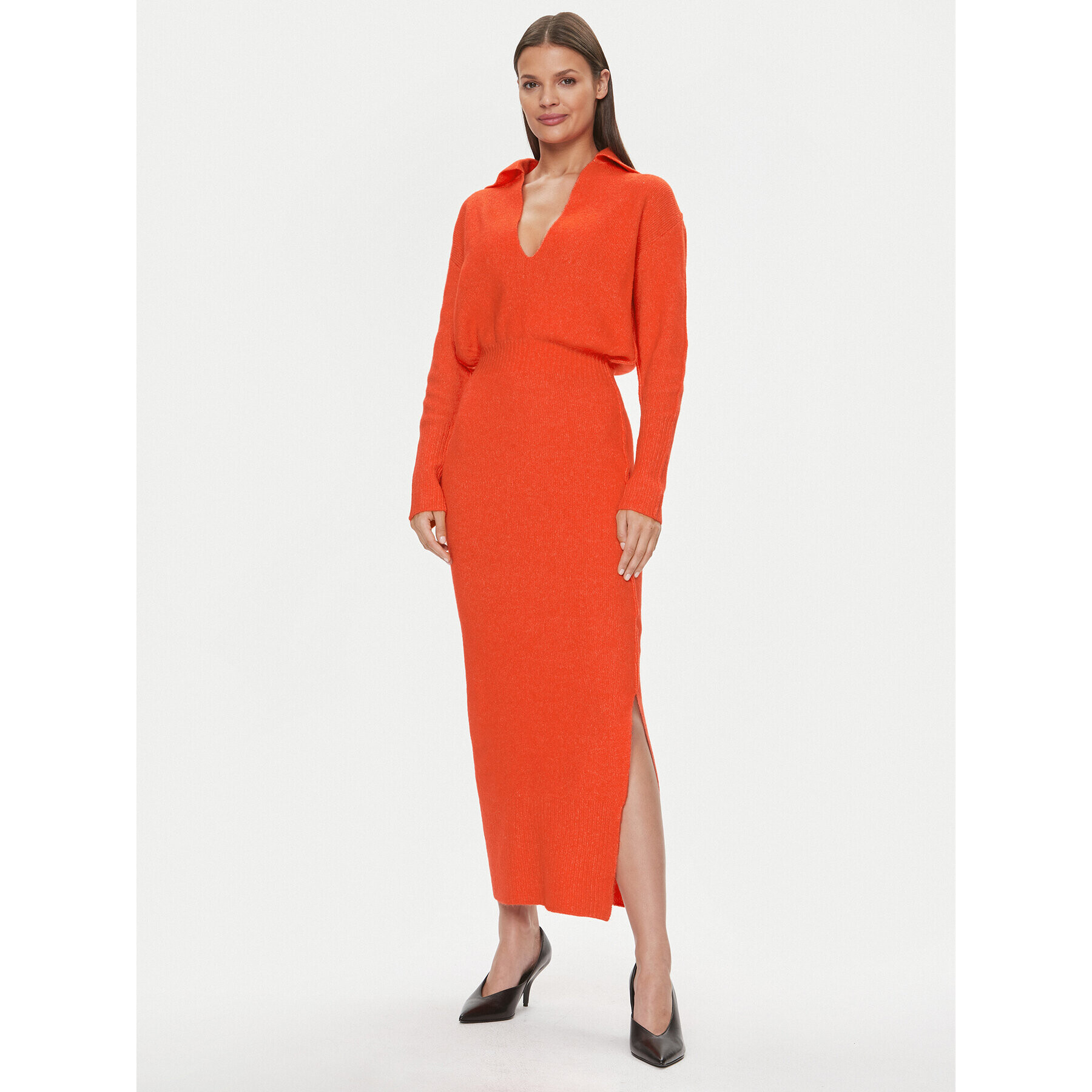 Patrizia Pepe Úpletové šaty 2A2618/K139-R809 Oranžová Regular Fit - Pepit.cz