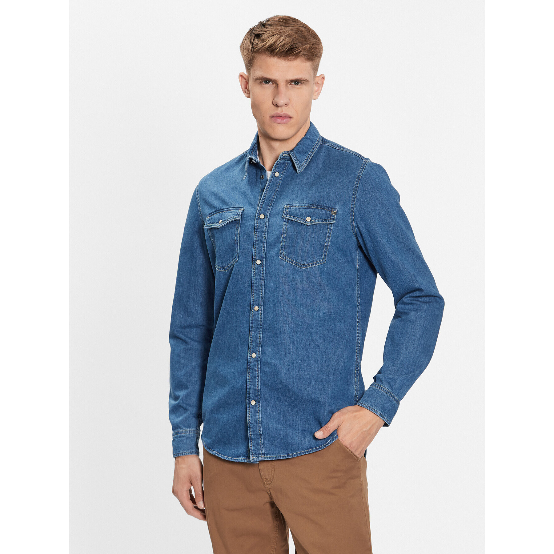 Pepe Jeans džínová košile Hammond PM307509 Modrá Regular Fit - Pepit.cz