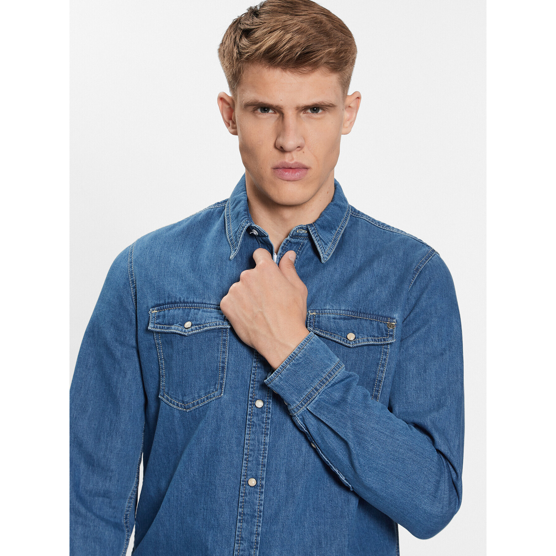 Pepe Jeans džínová košile Hammond PM307509 Modrá Regular Fit - Pepit.cz