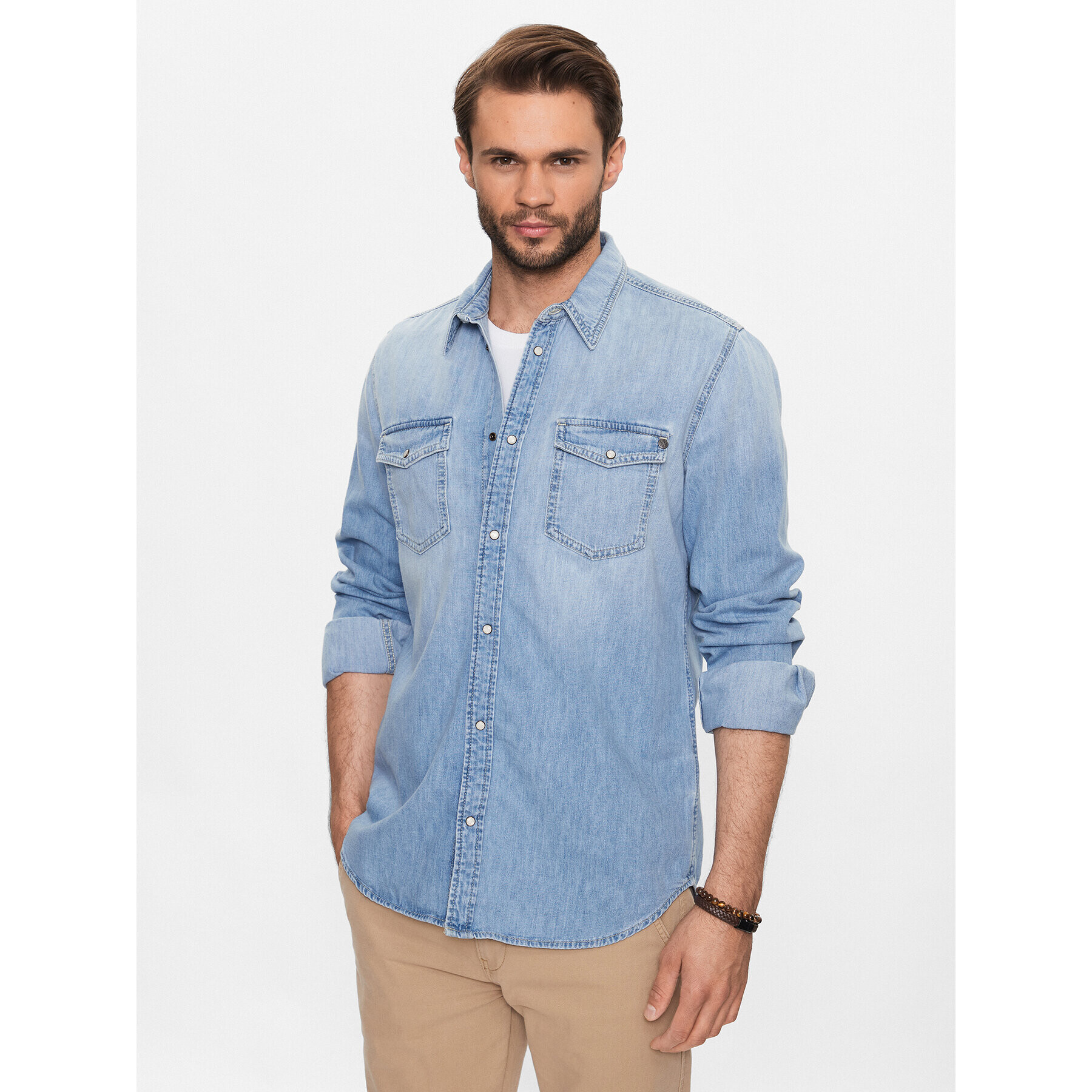 Pepe Jeans džínová košile Hammond PM307509 Modrá Regular Fit - Pepit.cz