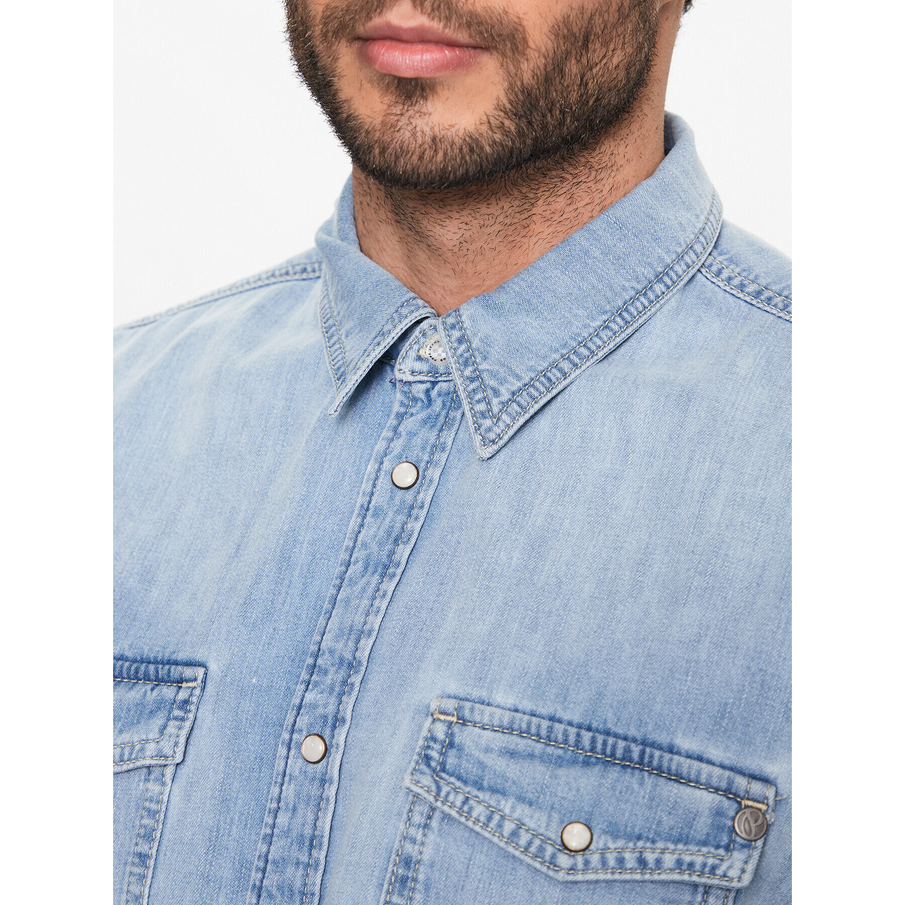 Pepe Jeans džínová košile Hammond PM307509 Modrá Regular Fit - Pepit.cz