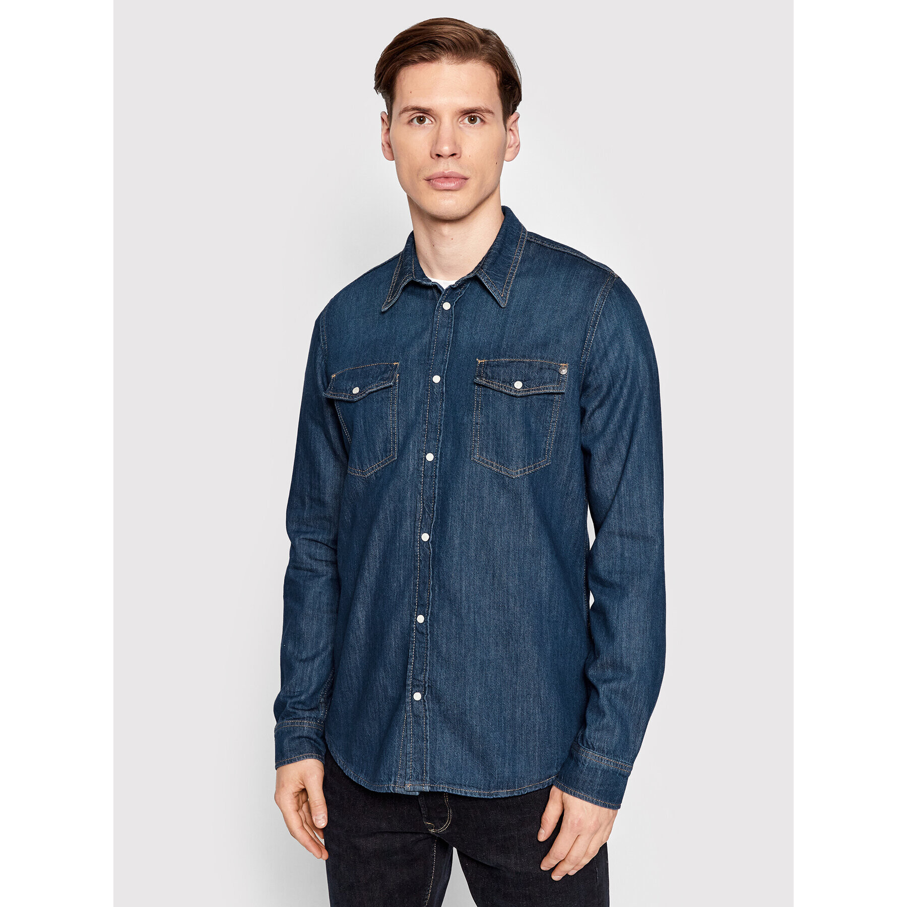 Pepe Jeans džínová košile Hammond PM307509 Tmavomodrá Regular Fit - Pepit.cz