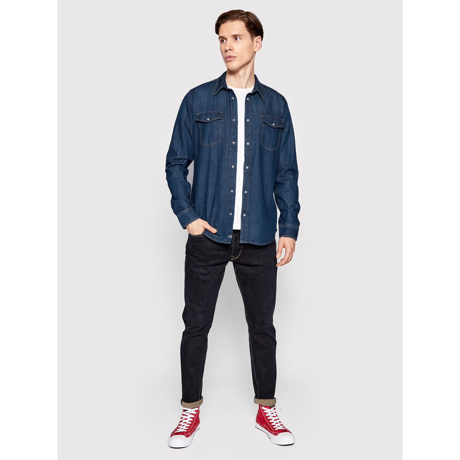 Pepe Jeans džínová košile Hammond PM307509 Tmavomodrá Regular Fit - Pepit.cz