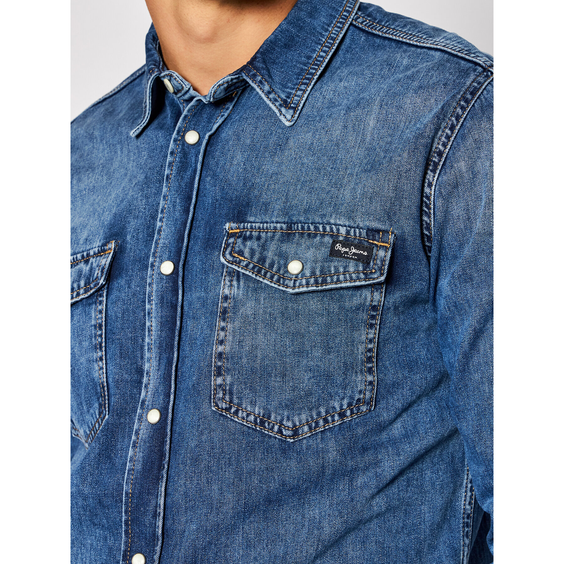 Pepe Jeans džínová košile Hammond Wiser PM307266 Modrá Regular Fit - Pepit.cz