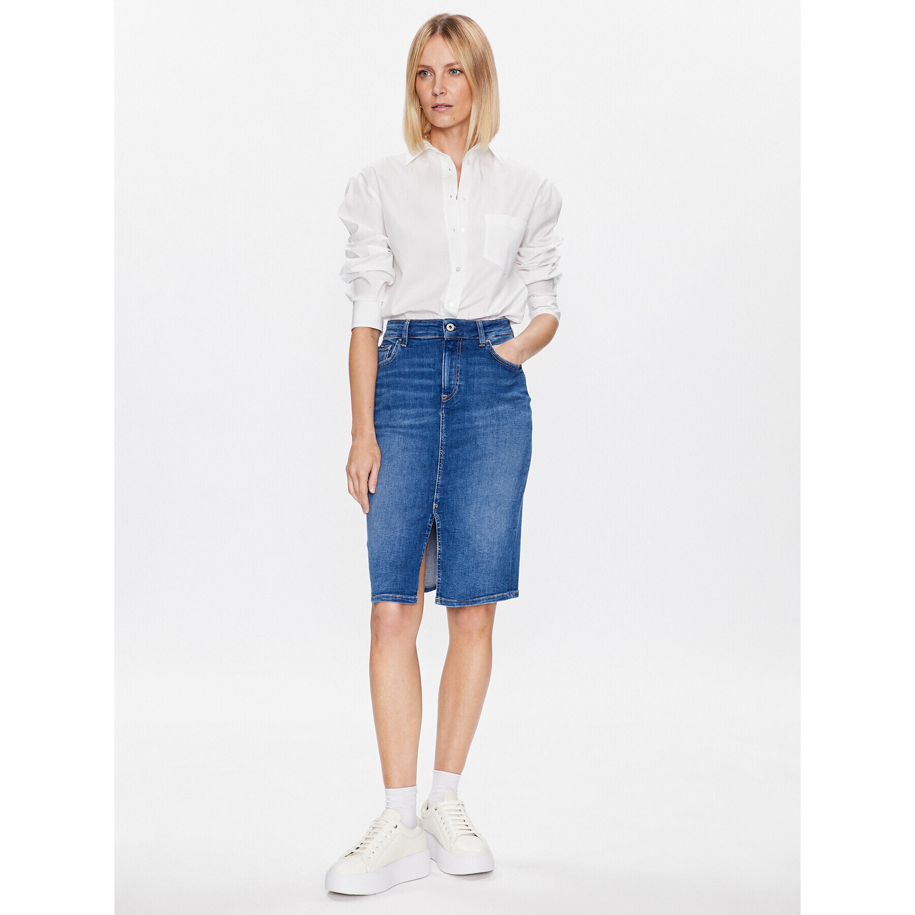 Pepe Jeans Džínová sukně Nikita Skirt PL901007HQ7 Modrá Regular Fit - Pepit.cz