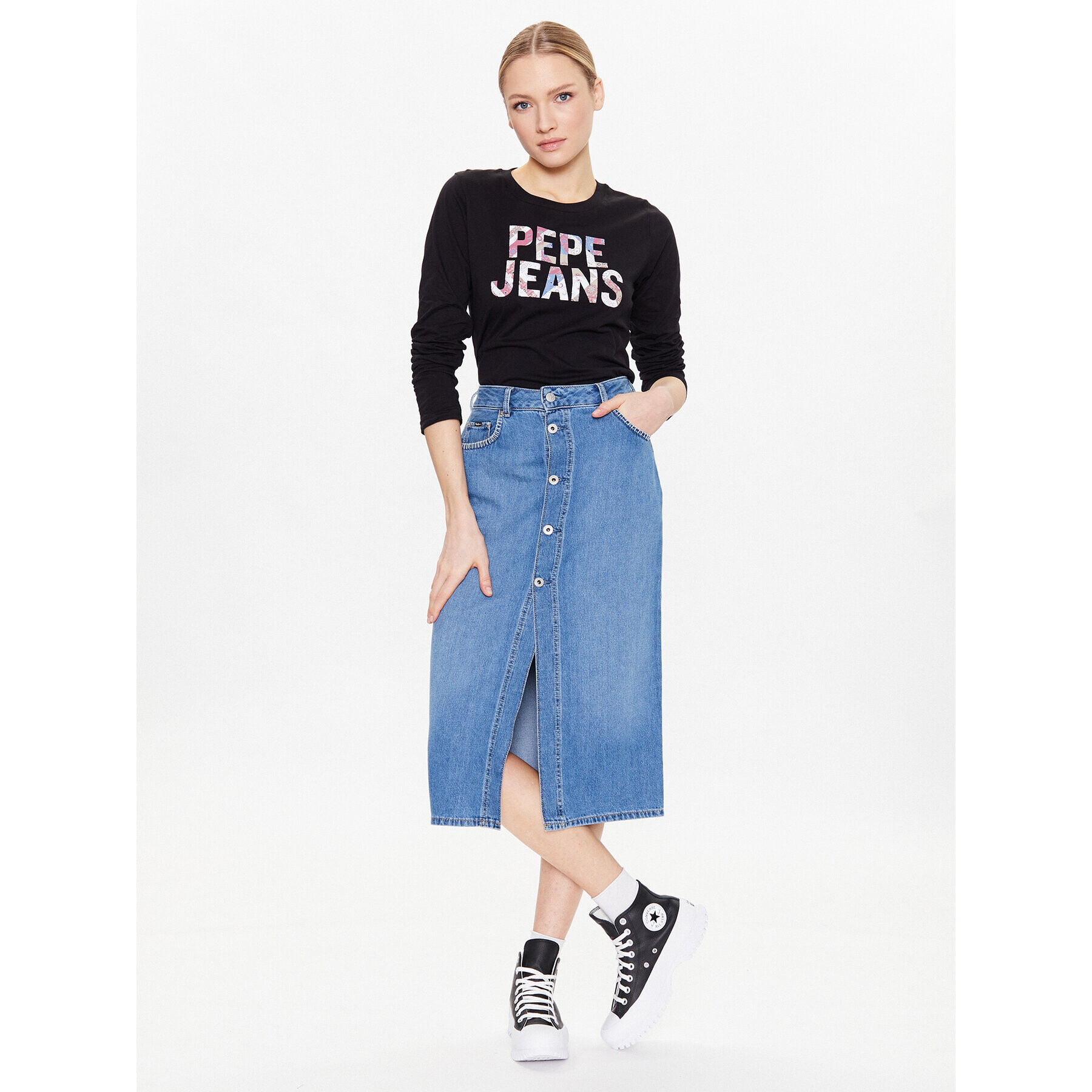 Pepe Jeans Džínová sukně Sofi PL901017 Modrá Regular Fit - Pepit.cz