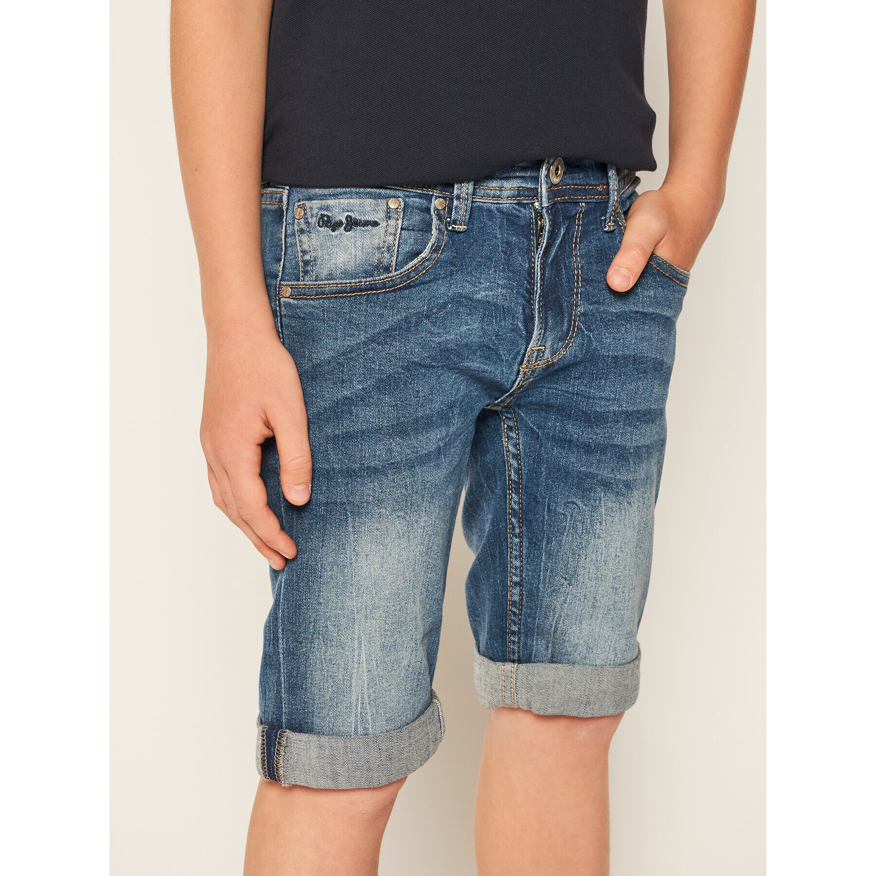 Pepe Jeans Džínové šortky Becket PB800134 Tmavomodrá Slim Fit - Pepit.cz