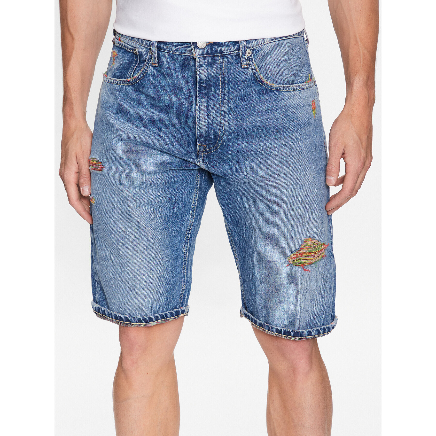 Pepe Jeans Džínové šortky Callen Short Rainbow PM801021 Modrá Relaxed Fit - Pepit.cz