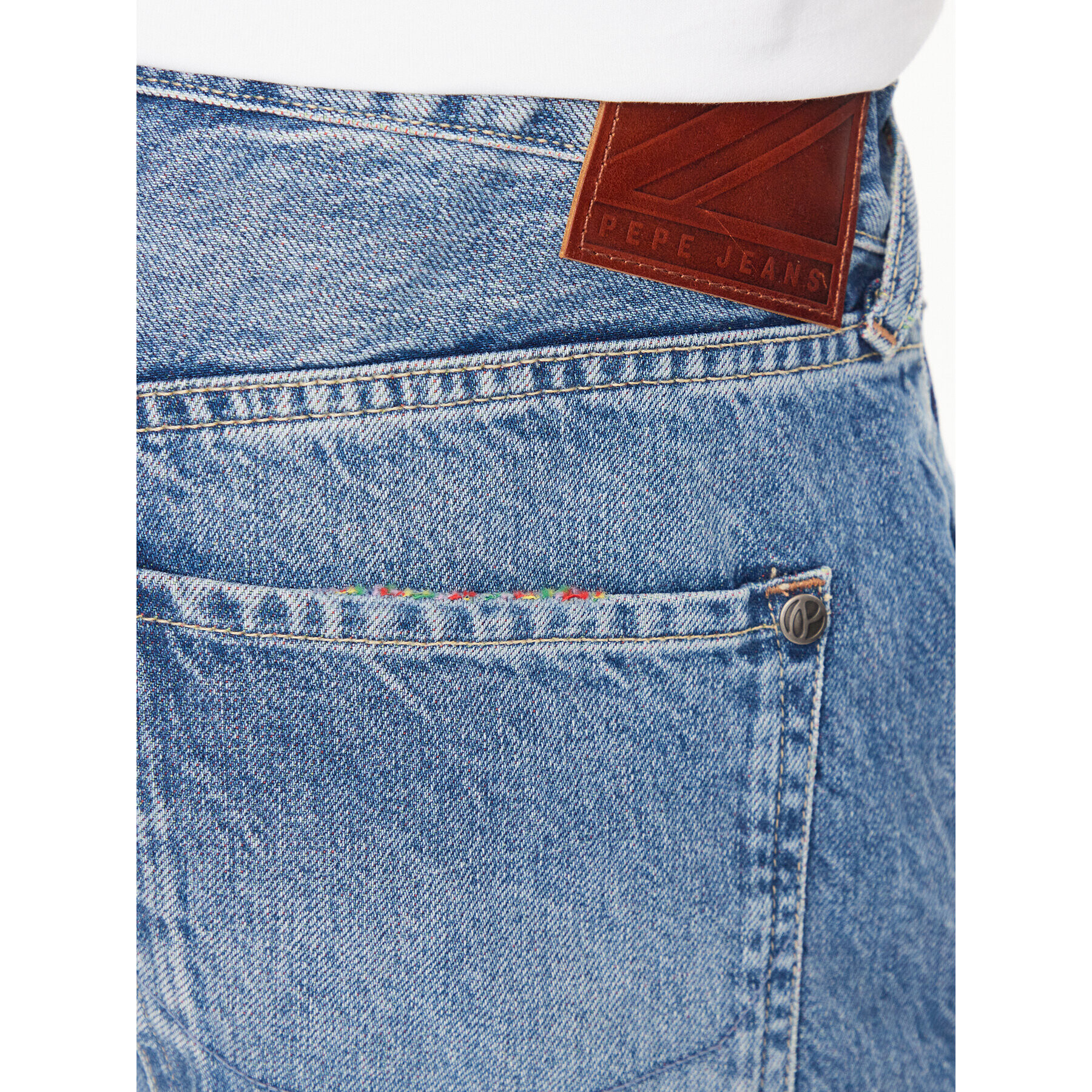 Pepe Jeans Džínové šortky Callen Short Rainbow PM801021 Modrá Relaxed Fit - Pepit.cz