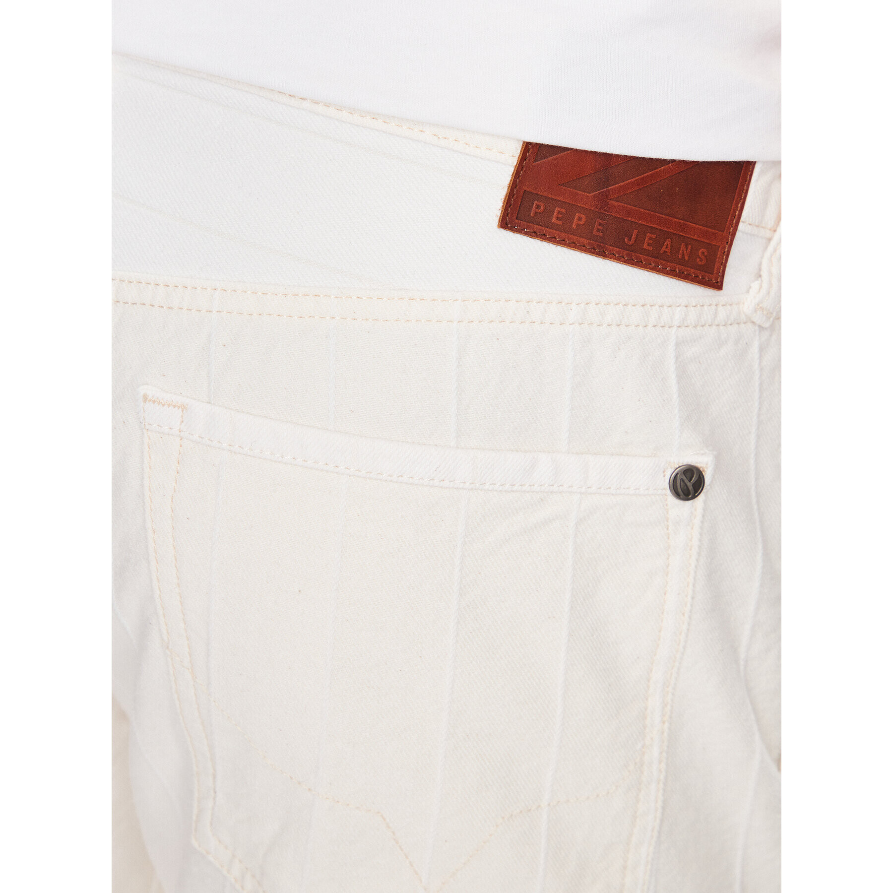 Pepe Jeans Džínové šortky Callen Short Stripe PM801013 Bílá Relaxed Fit - Pepit.cz