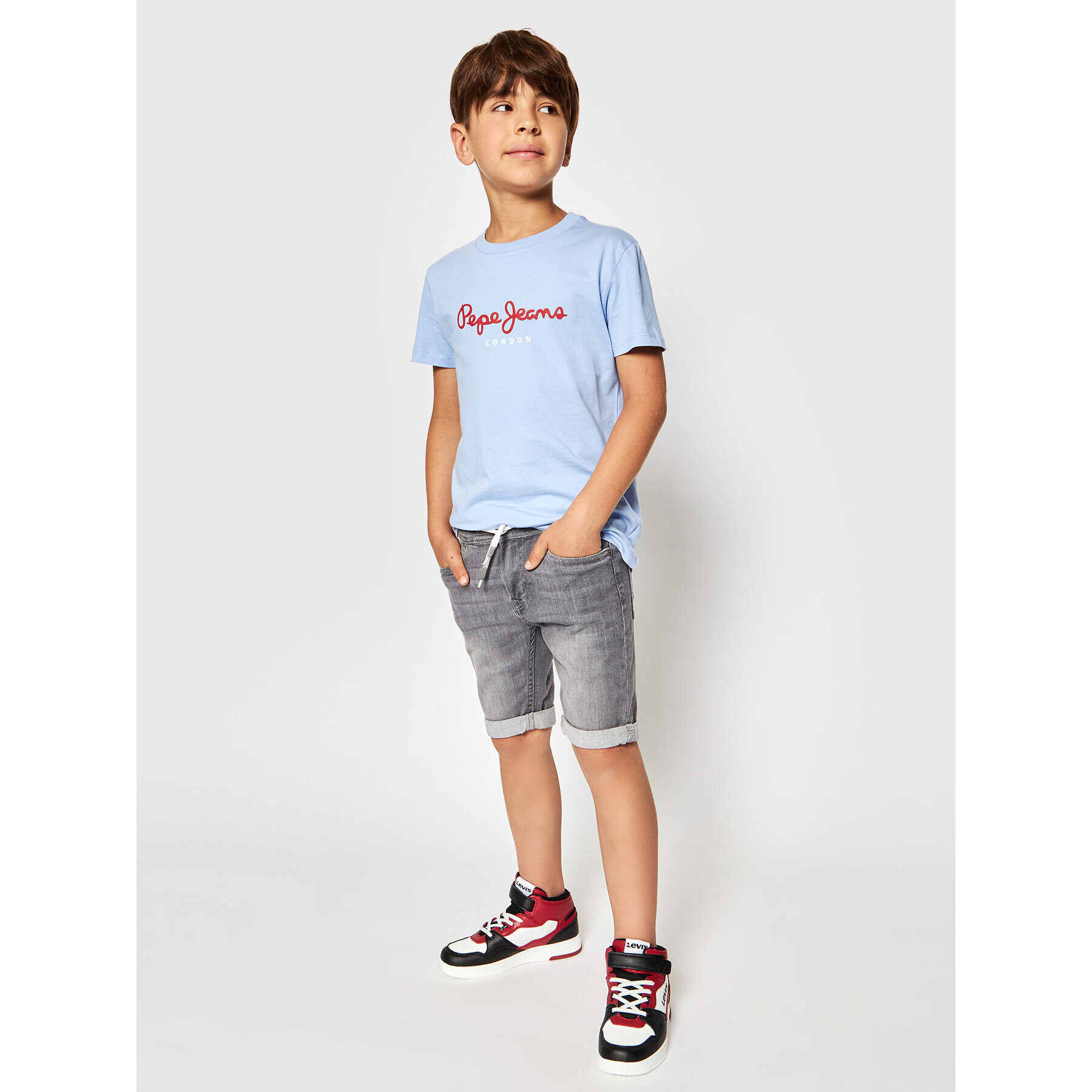 Pepe Jeans Džínové šortky GYMDIGO Joe PB800646 Šedá Regular Fit - Pepit.cz