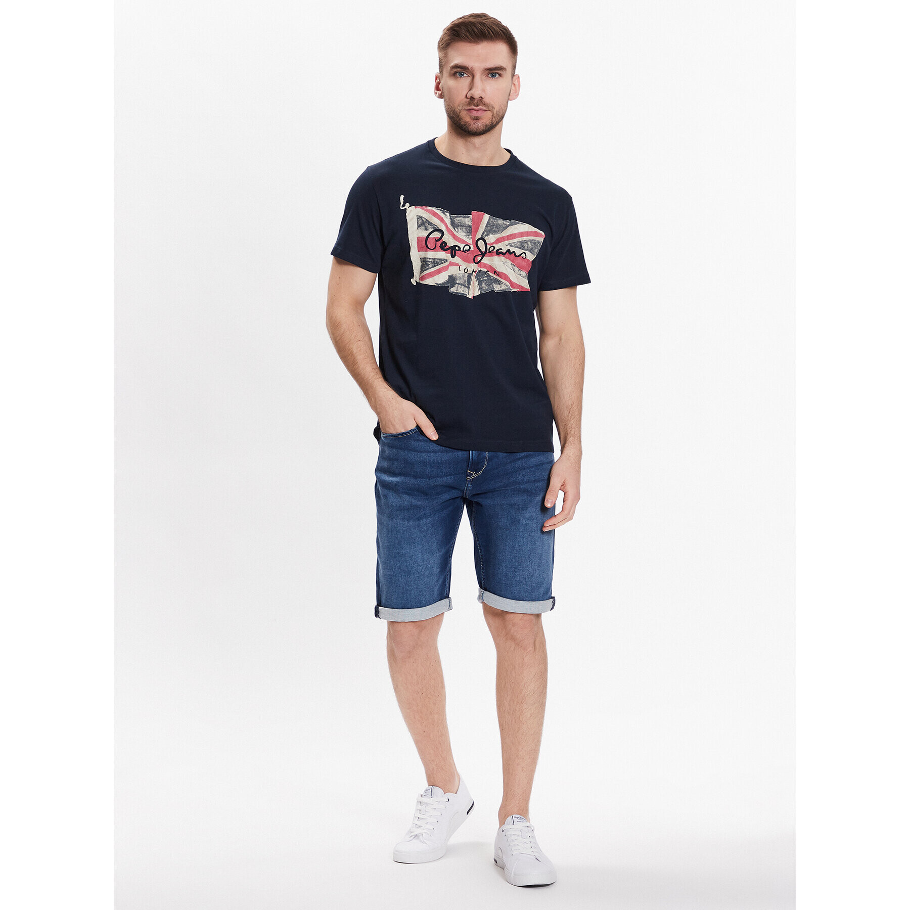 Pepe Jeans Džínové šortky Jack Short PM801022CQ8 Modrá Regular Fit - Pepit.cz