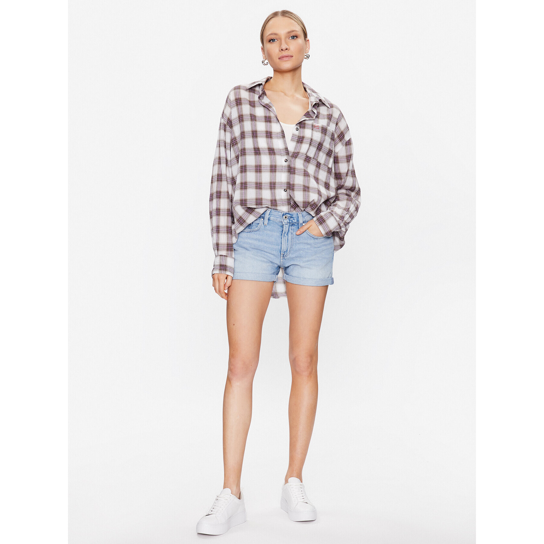 Pepe Jeans Džínové šortky Mable Short PL800997PE7 Modrá Regular Fit - Pepit.cz