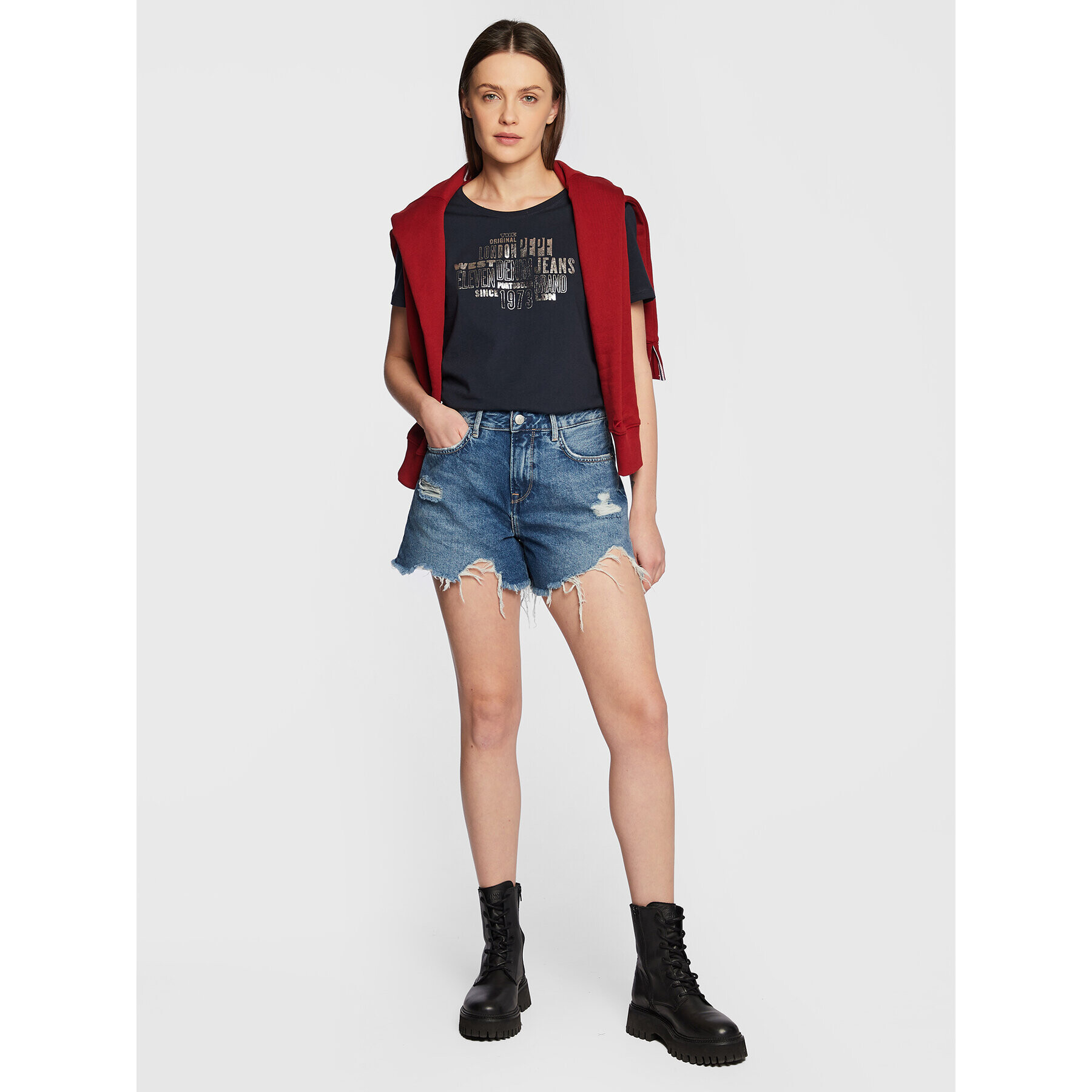 Pepe Jeans Džínové šortky Marly PL801009 Modrá Regular Fit - Pepit.cz