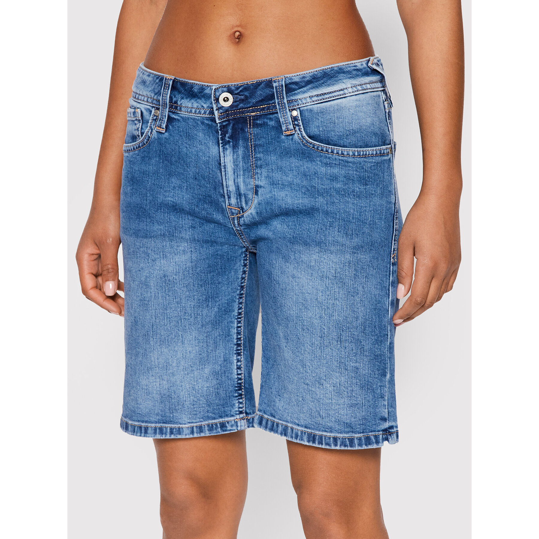 Pepe Jeans Džínové šortky Poppy PL801000 Modrá Regular Fit - Pepit.cz