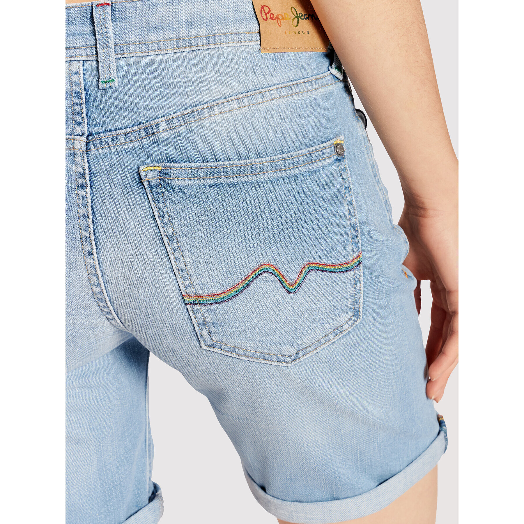 Pepe Jeans Džínové šortky Poppy Pride PL800910 Modrá Regular Fit - Pepit.cz