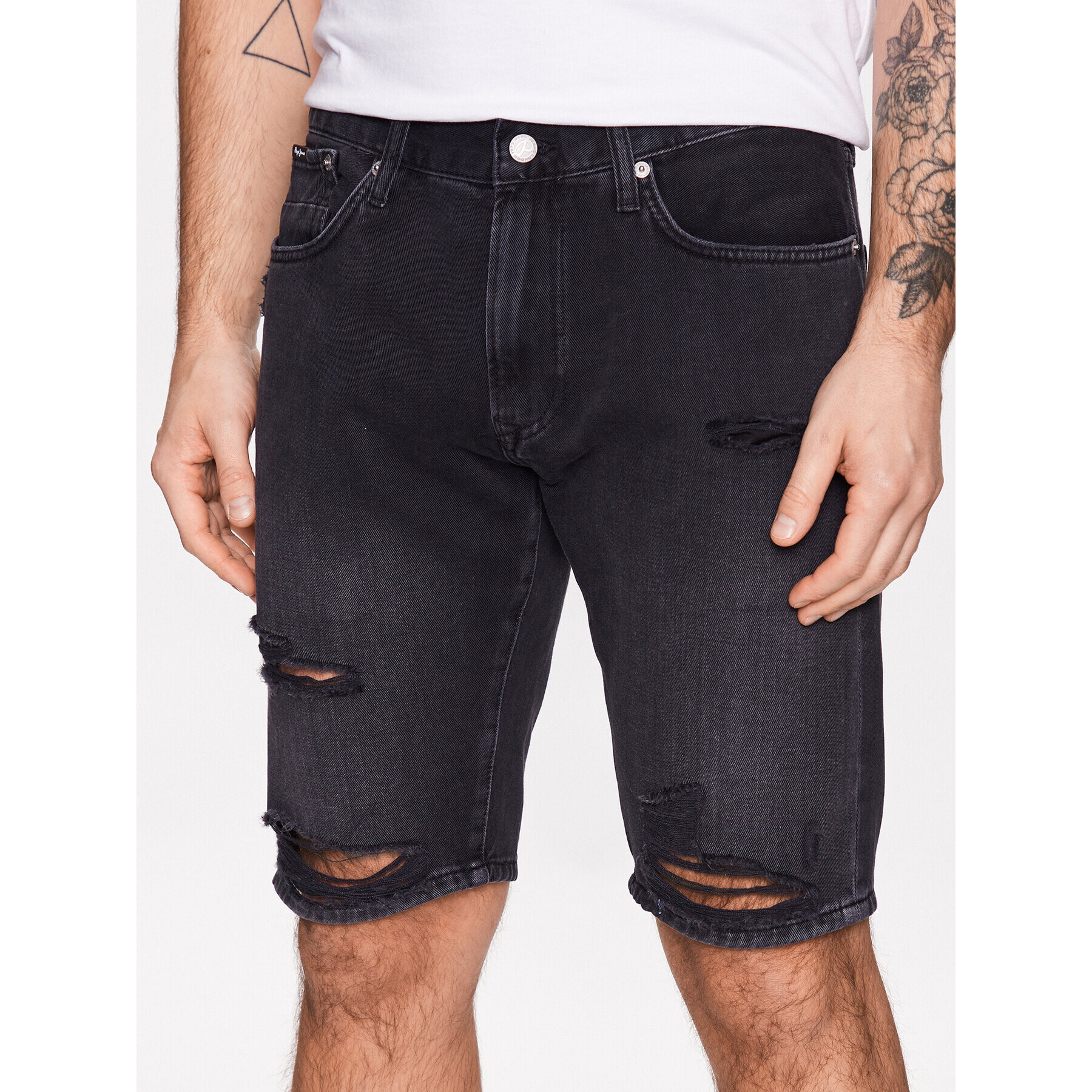 Pepe Jeans Džínové šortky Stanley Short Black PM801020 Modrá Tapered Fit - Pepit.cz