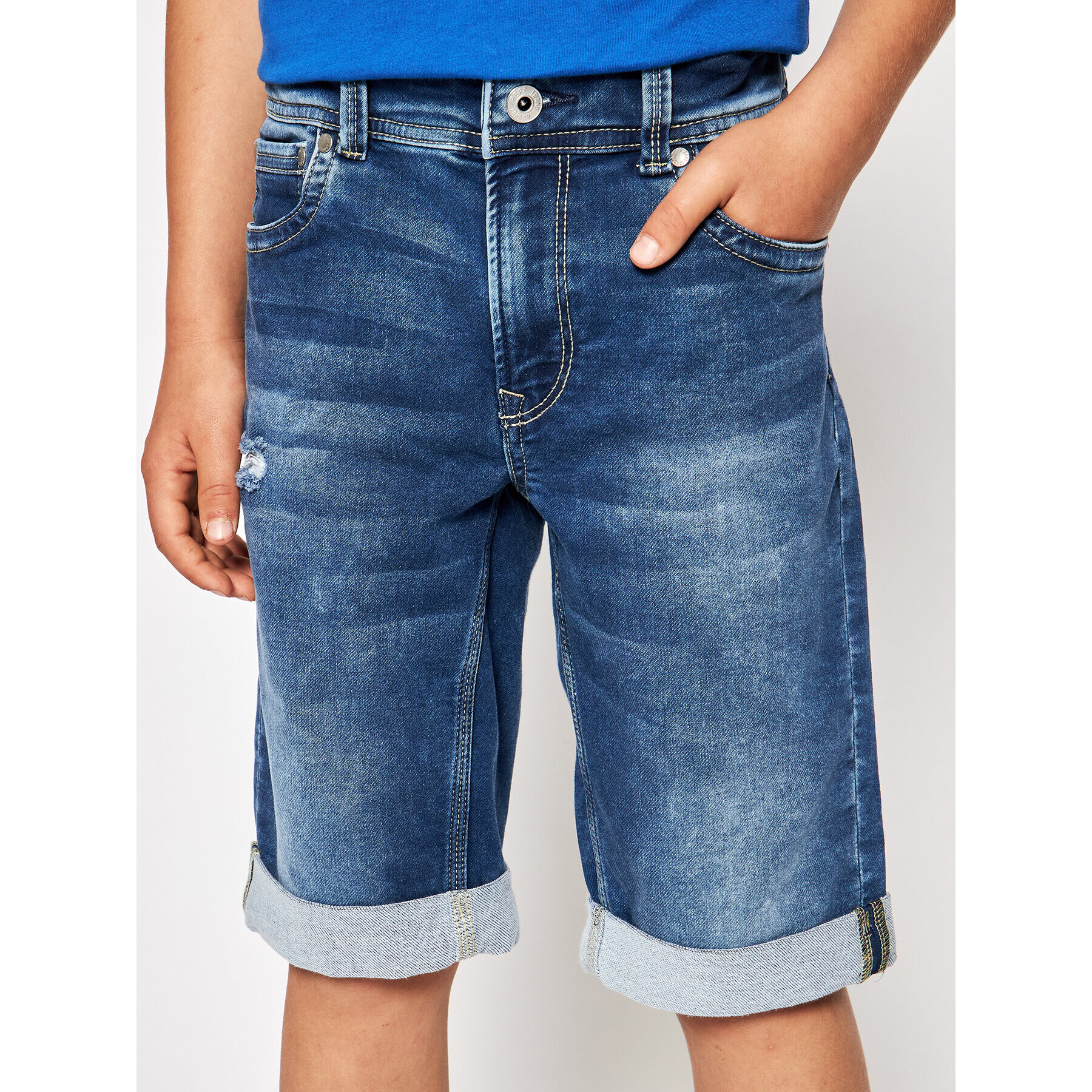 Pepe Jeans Džínové šortky Tracker PB800337 Modrá Slim Fit - Pepit.cz