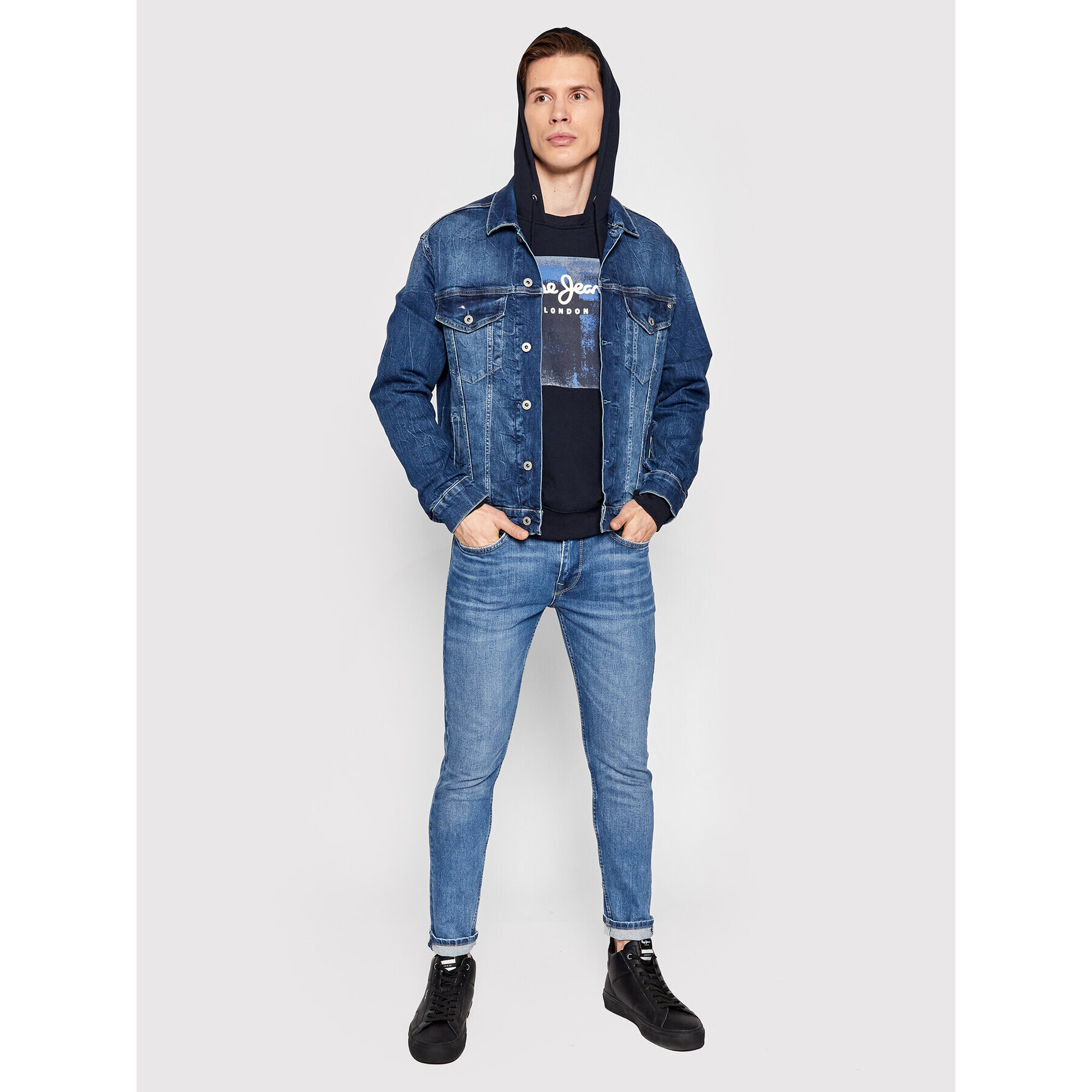 Pepe Jeans Jeansová bunda Pinner PM402465 Tmavomodrá Regular Fit - Pepit.cz