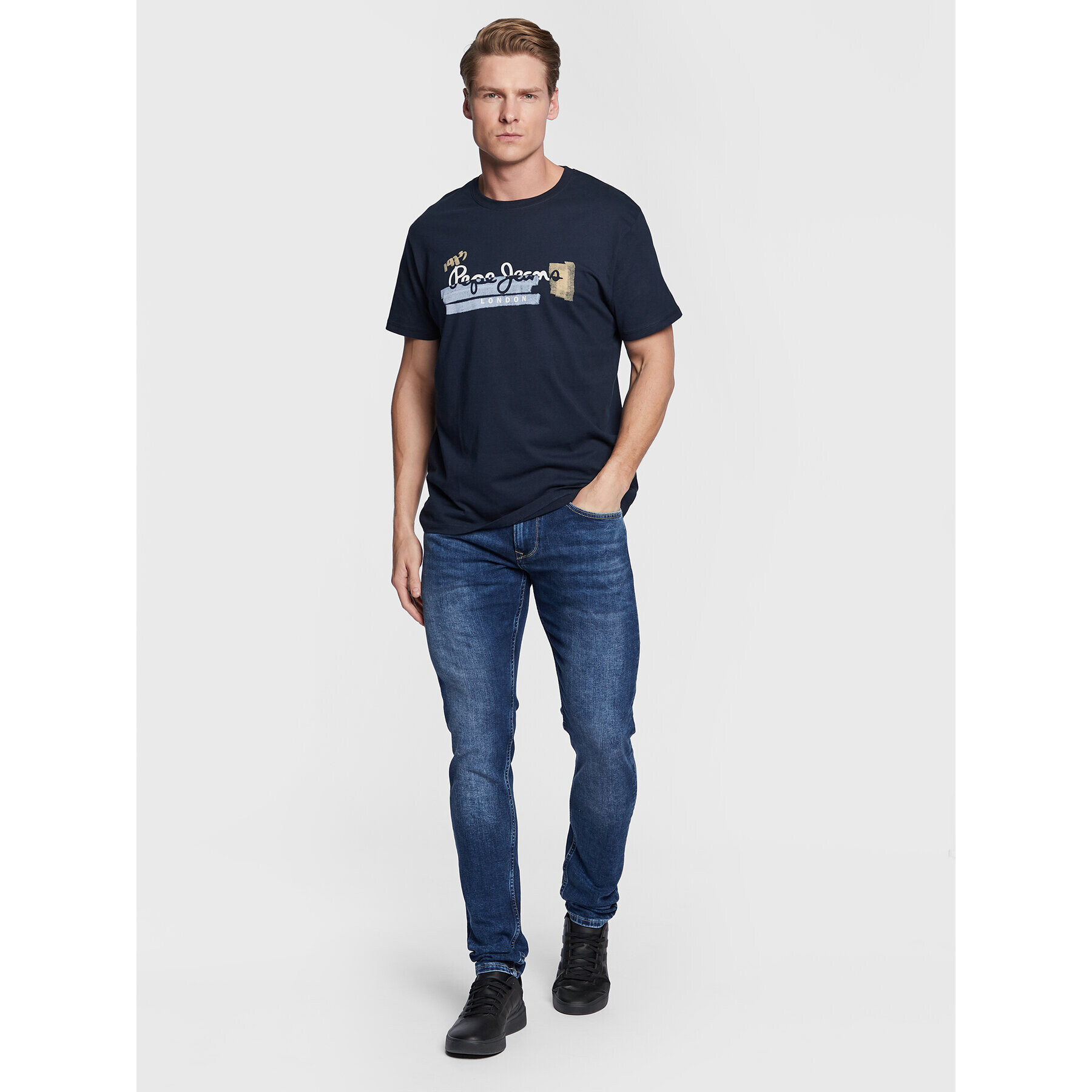 Pepe Jeans Jeansy Stanley PM206326 Tmavomodrá Tapered Fit - Pepit.cz