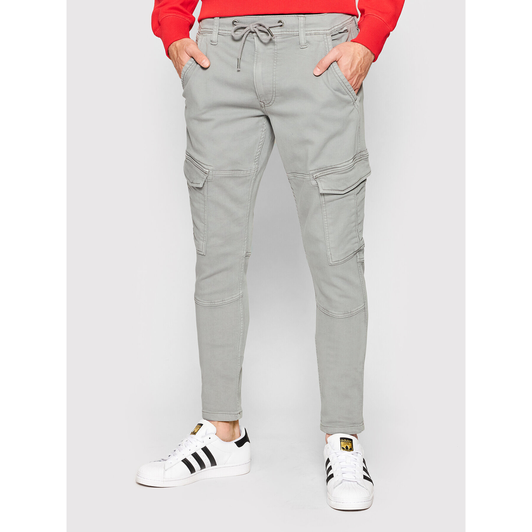 Pepe Jeans Kalhoty z materiálu GYMDIGO Jared PM211486 Šedá Tapered Fit - Pepit.cz