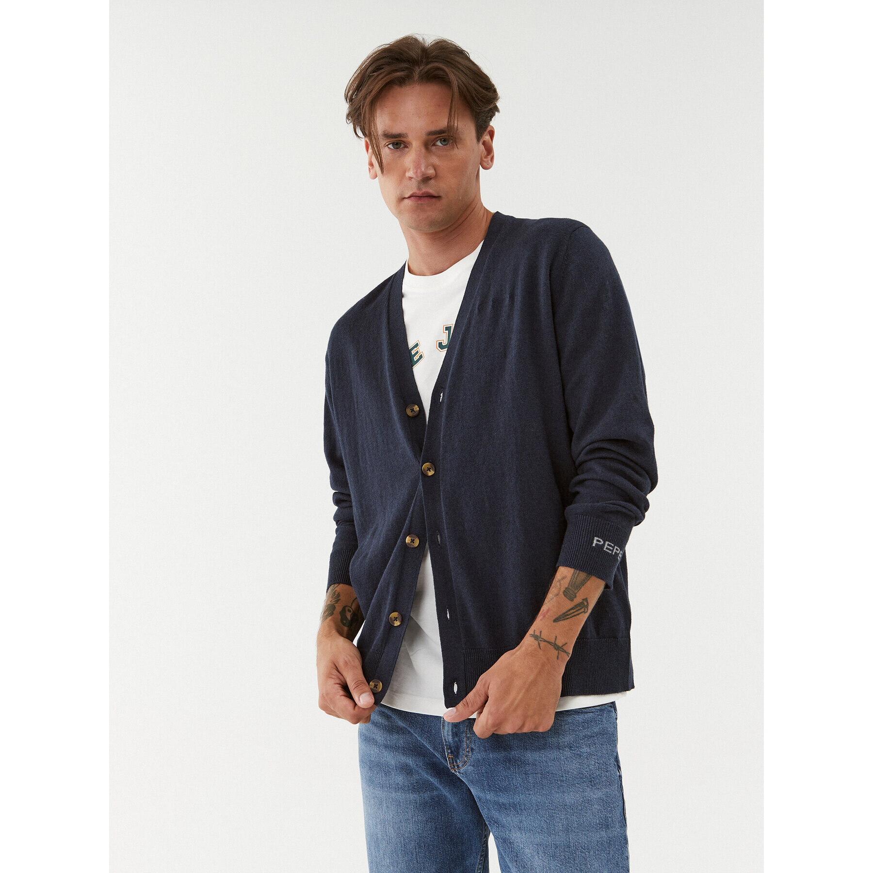 Pepe Jeans Kardigan Andre Cardigan PM702239 Tmavomodrá Regular Fit - Pepit.cz