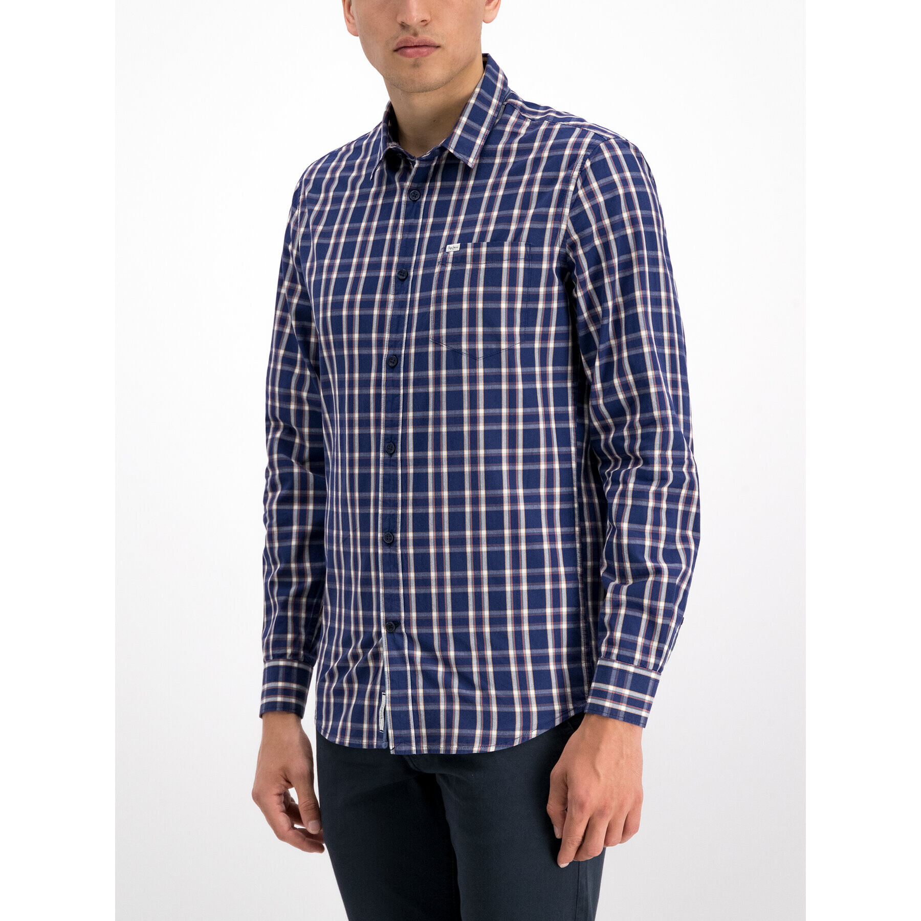 Pepe Jeans Košile Ernest PM305893 Tmavomodrá Slim Fit - Pepit.cz