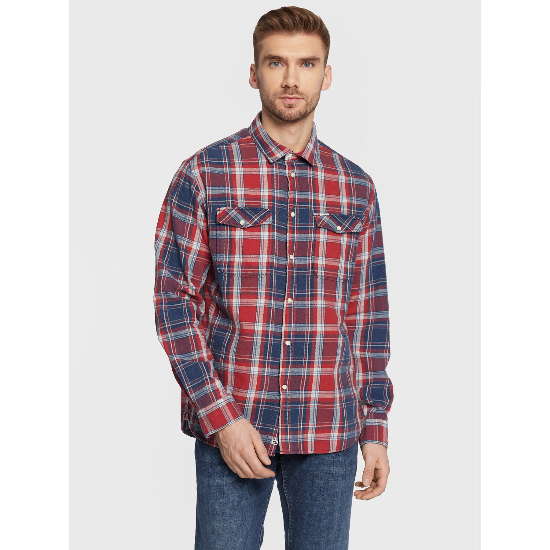 Pepe Jeans Košile Frome PM307664 Červená Slim Fit - Pepit.cz