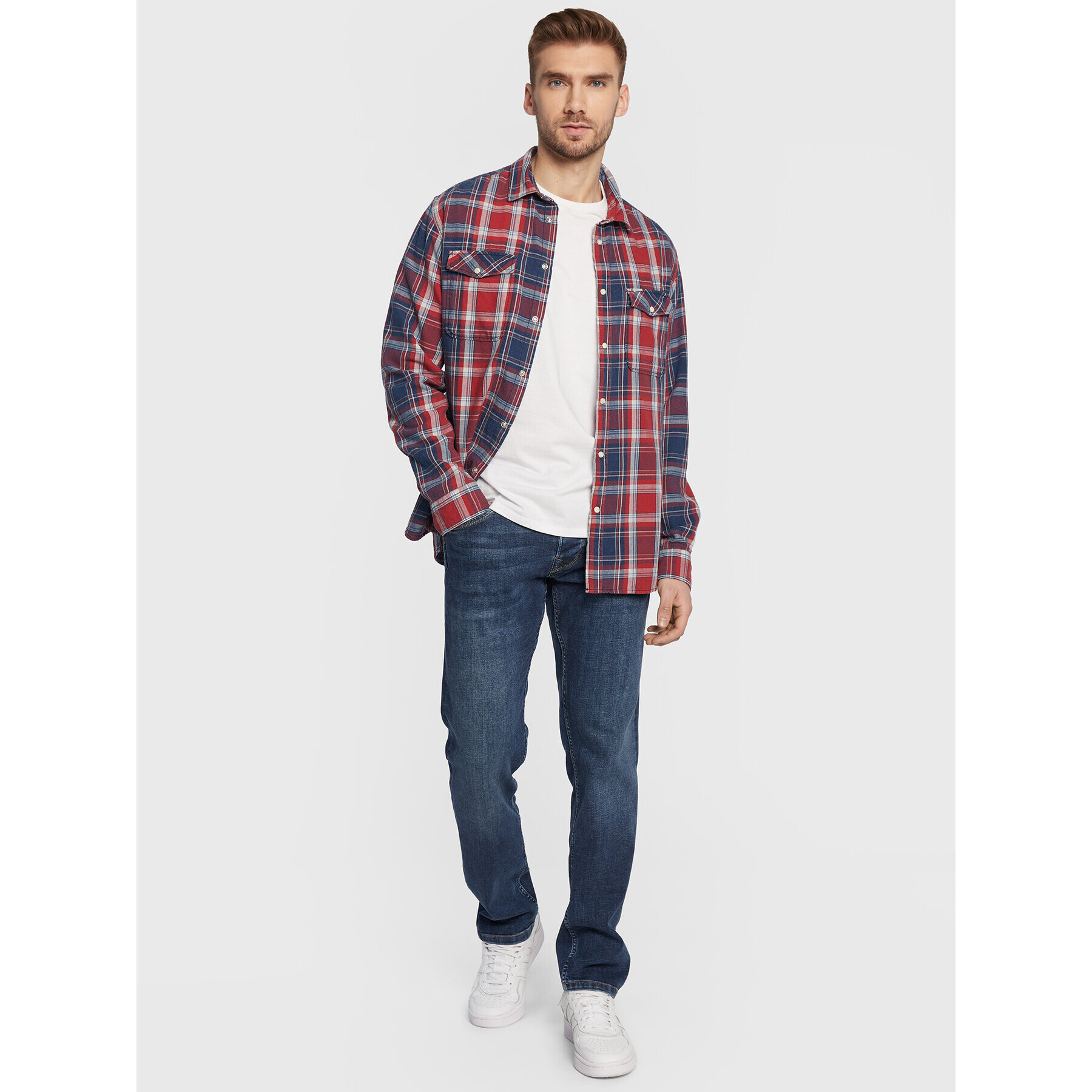 Pepe Jeans Košile Frome PM307664 Červená Slim Fit - Pepit.cz