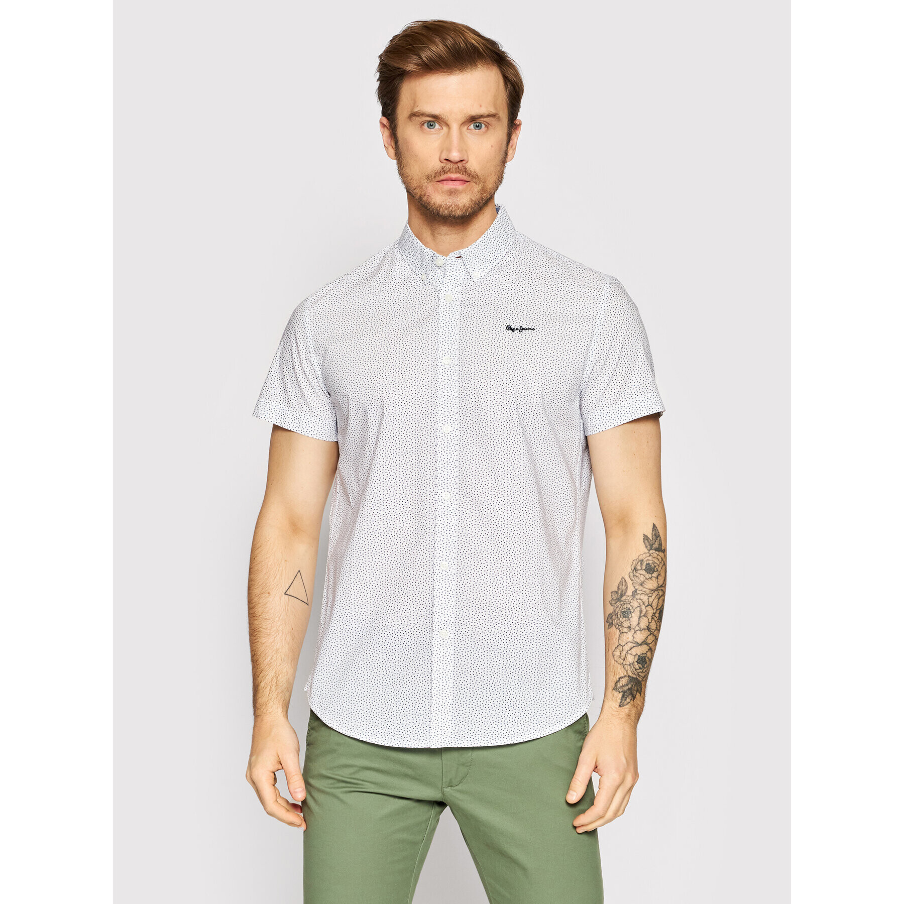 Pepe Jeans Košile Pharrell PM307444 Bílá Regular Fit - Pepit.cz