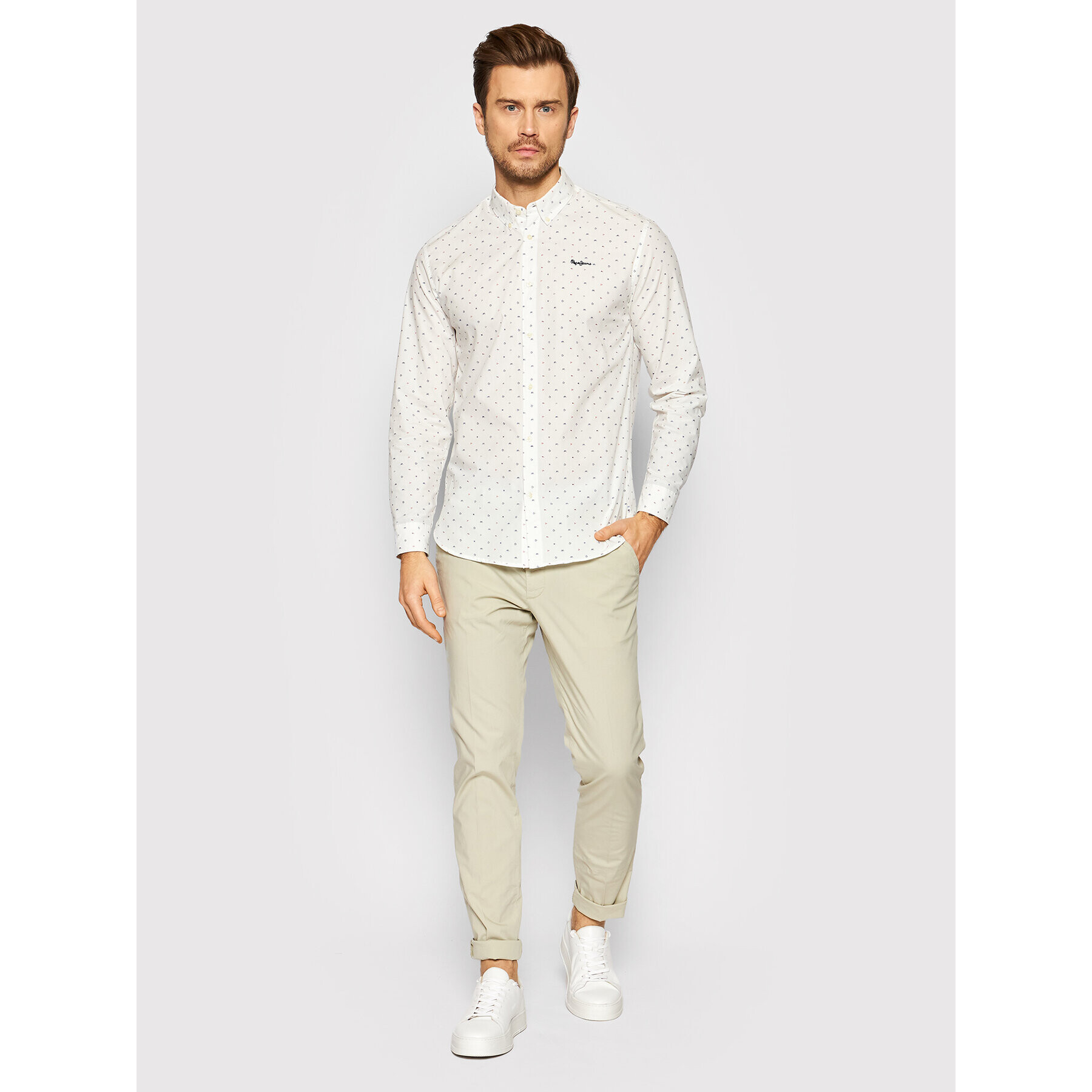 Pepe Jeans Košile Pheix PM307445 Bílá Regular Fit - Pepit.cz